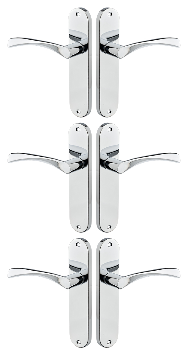 Image of Marvel Polished Chrome Lever Latch Door Handle - 3 Pairs