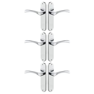 Marvel Polished Chrome Lever Latch Door Handle - 3 Pairs