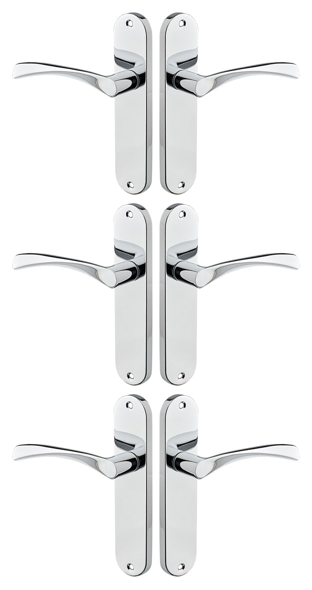 Marvel Polished Chrome Lever Latch Door Handle 3 Pairs Wickes.co.uk