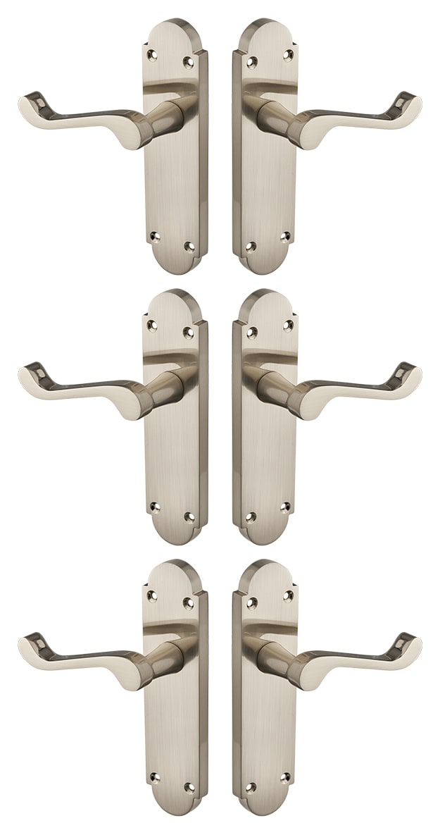 Brora Brushed Nickel Lever Latch Door Handle 3 Pairs Wickes.co.uk