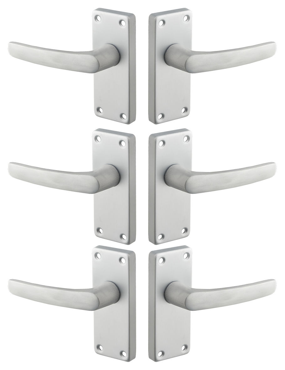 Contract Satin Aluminium Door Handle - 3 Pairs