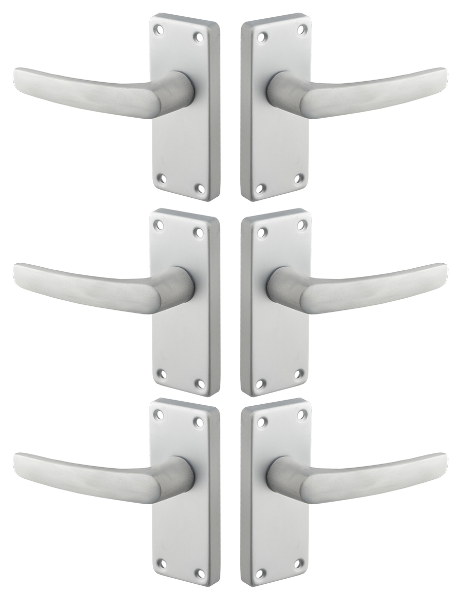 Contract Satin Aluminium Door Handle - 3 Pairs