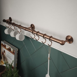 Image of Rothley Utensil Rail Kit, in Antique Brass and Copper, Stainless Steel, Size: 19x600mm