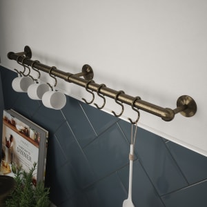 Image of Rothley Utensil Rail Kit, in Antique Copper and Brass, Stainless Steel, Size: 19x600mm
