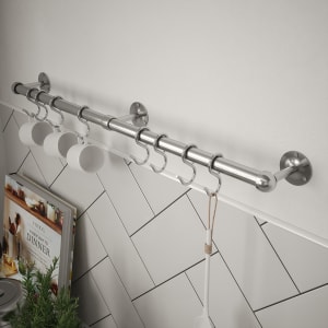 Image of Rothley Utensil Rail Kit, in Brushed Steel, Stainless, Size: 19x600mm