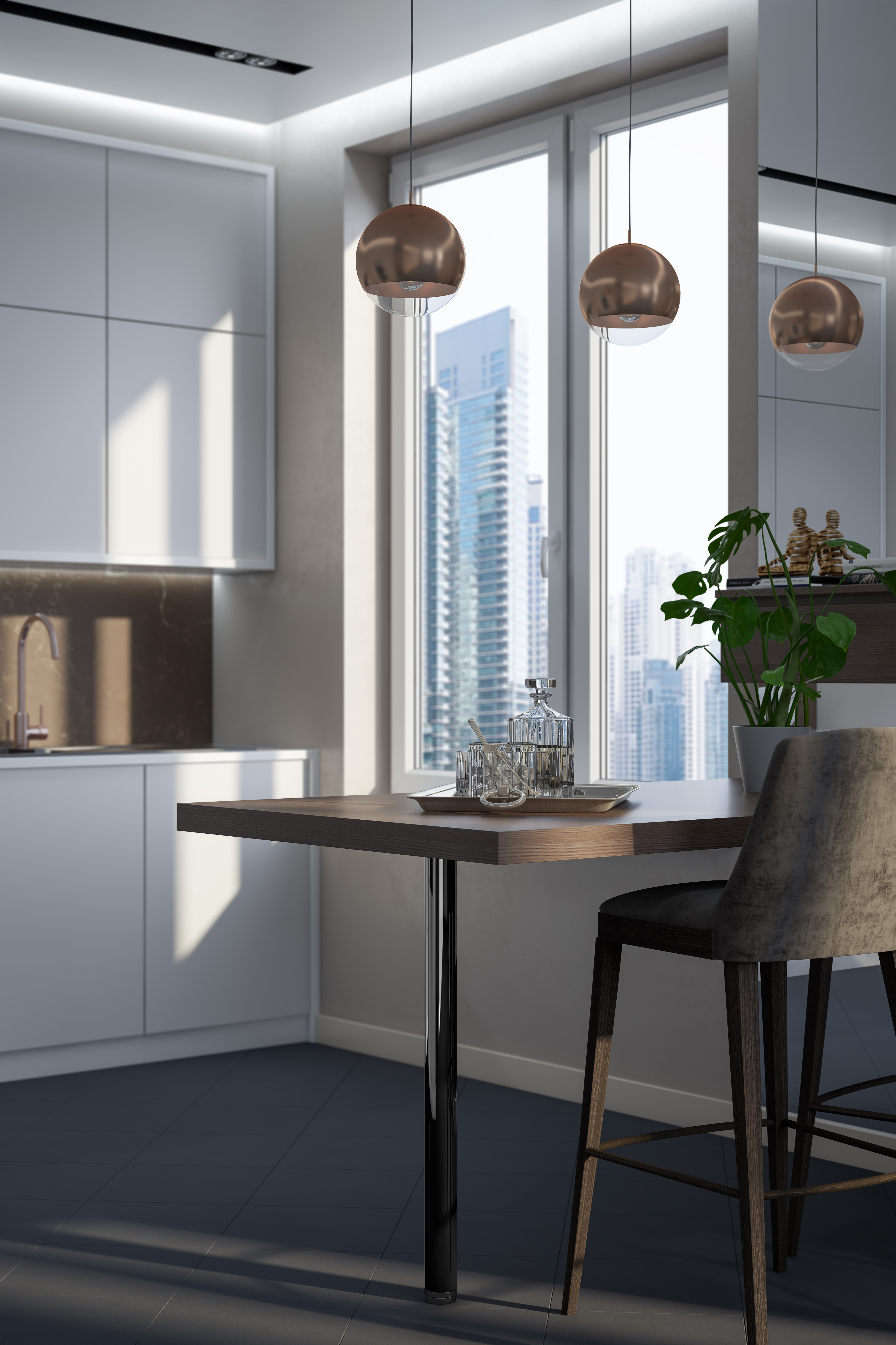 Rothley Worktop Leg - Fitted with An Adjustable Foot for Extra Height, in Gun Metal, Steel, Size: 60x870mm