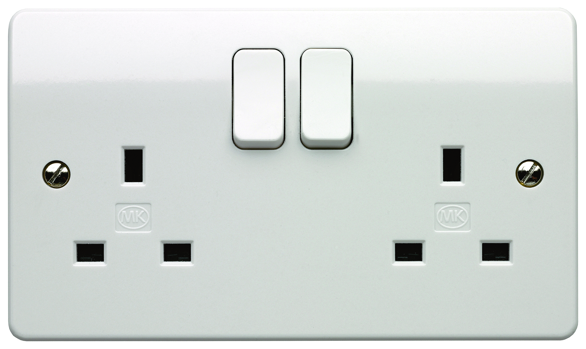 MK Rapid Fix Double Switched Socket - White