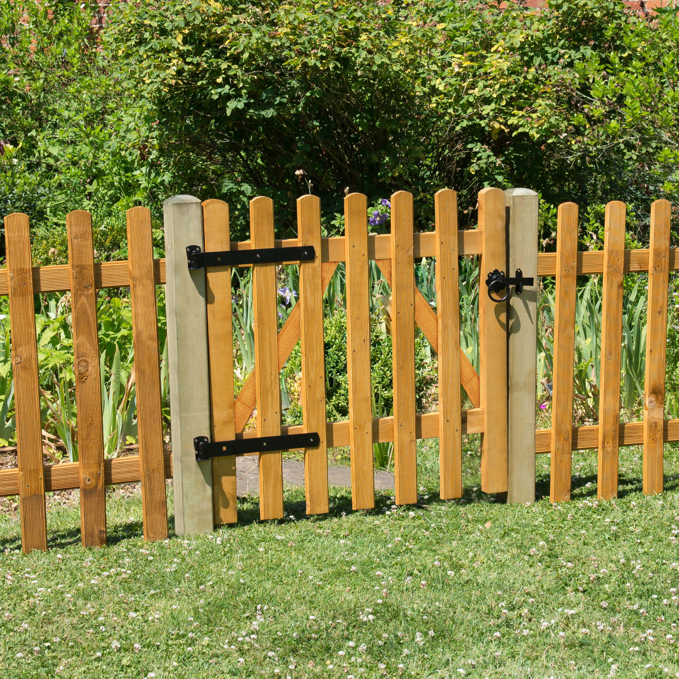 Image of Forest Garden Pale Picket Gate, in Golden Brown Traditional, Timber, Size: 900x900mm