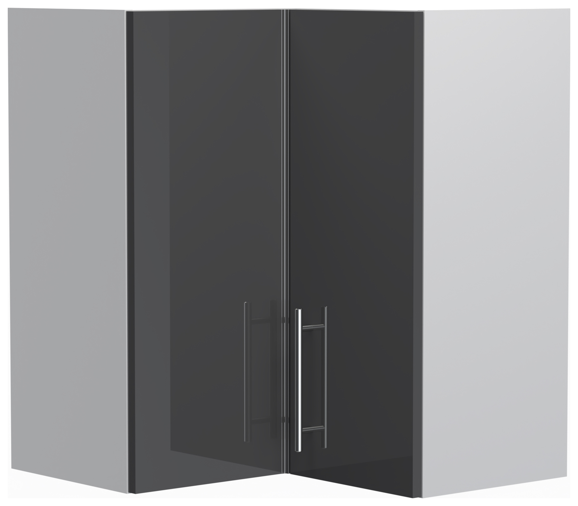 Orlando Dark Grey Gloss Slab Corner Wall Unit - 625mm