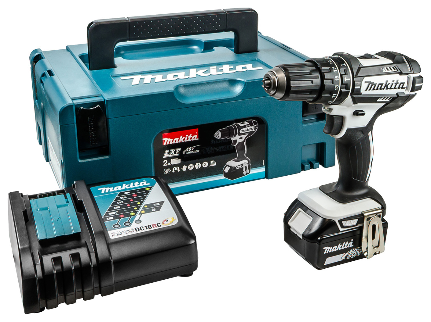 Image of Makita DHP482T1WJ 18V 1 x 5.0Ah Lxt Cordless Combi Drill, in, Steel