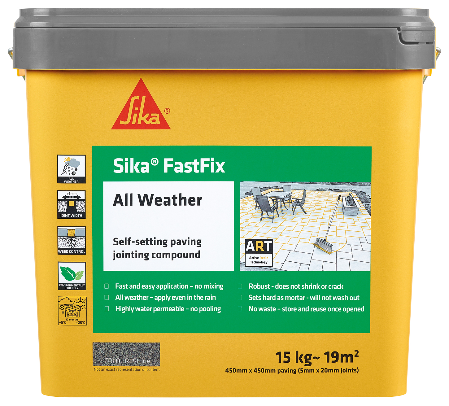 Image of Sika FastFix All Weather Paving Jointing Compound, in Stone, Size: 15kg