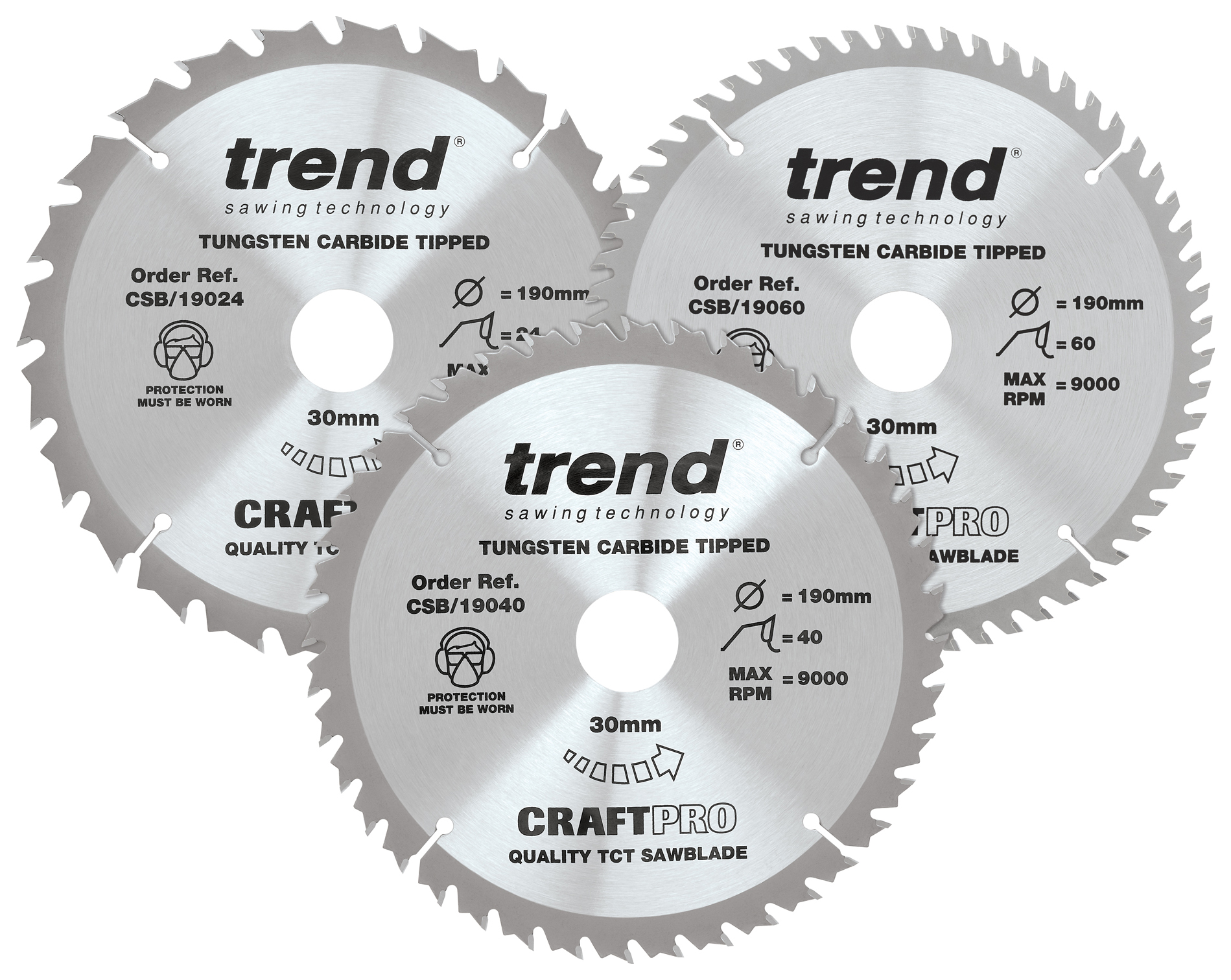 Image of Trend CSB/190/3PK Craft Pro 90 x 30mm Mixed Saw Blade - Triple Pack