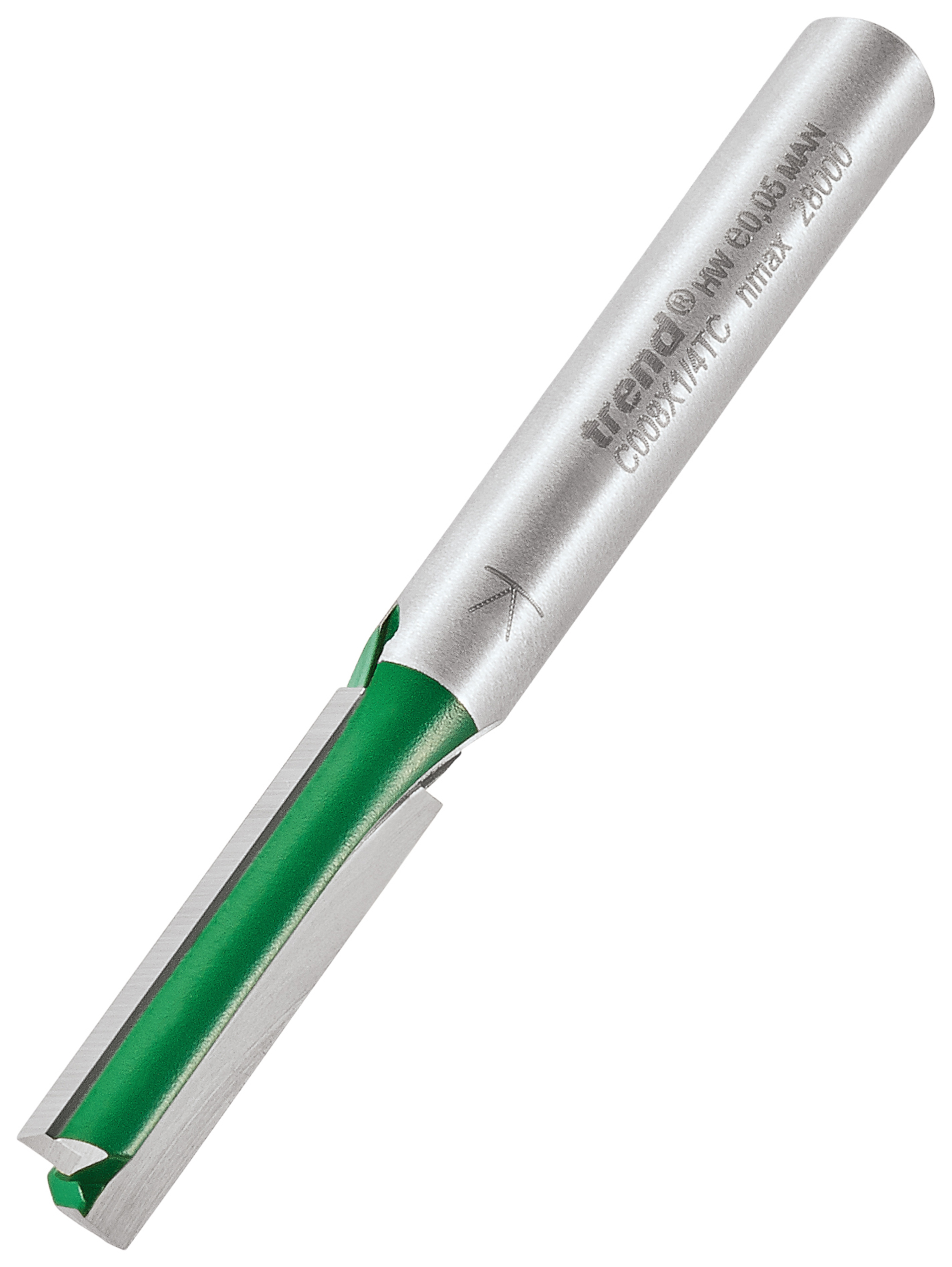 Trend C008X1/4TC 1/4" Two Flute Cut Router Bit, in, Steel, Size: 6.3x25.4mm