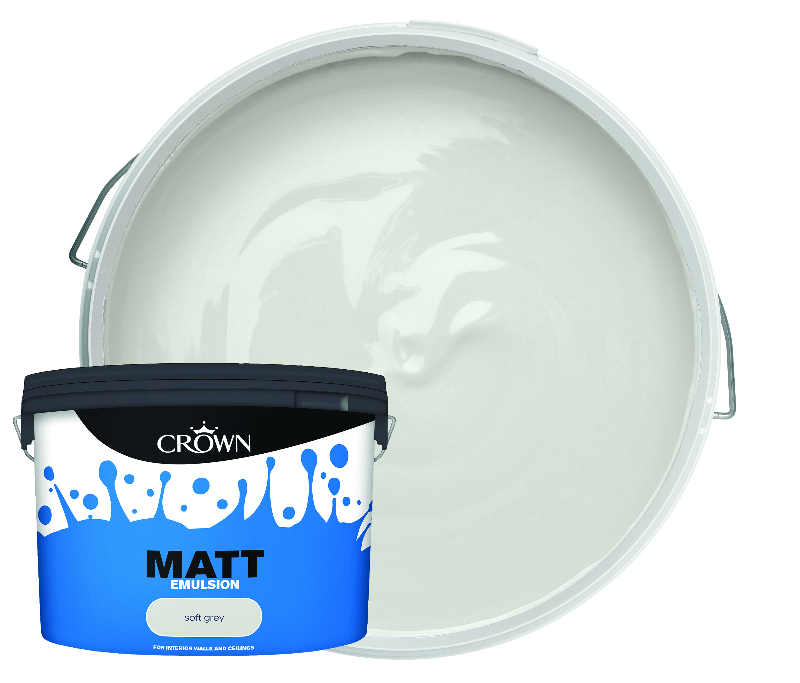 Crown Matt Emulsion Paint - Soft Grey - 10L
