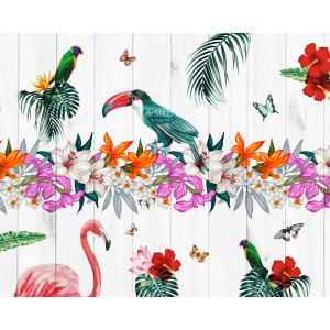 Image of Origin Murals Birds Of Paradise White Wall Mural - 3 x 2.4m