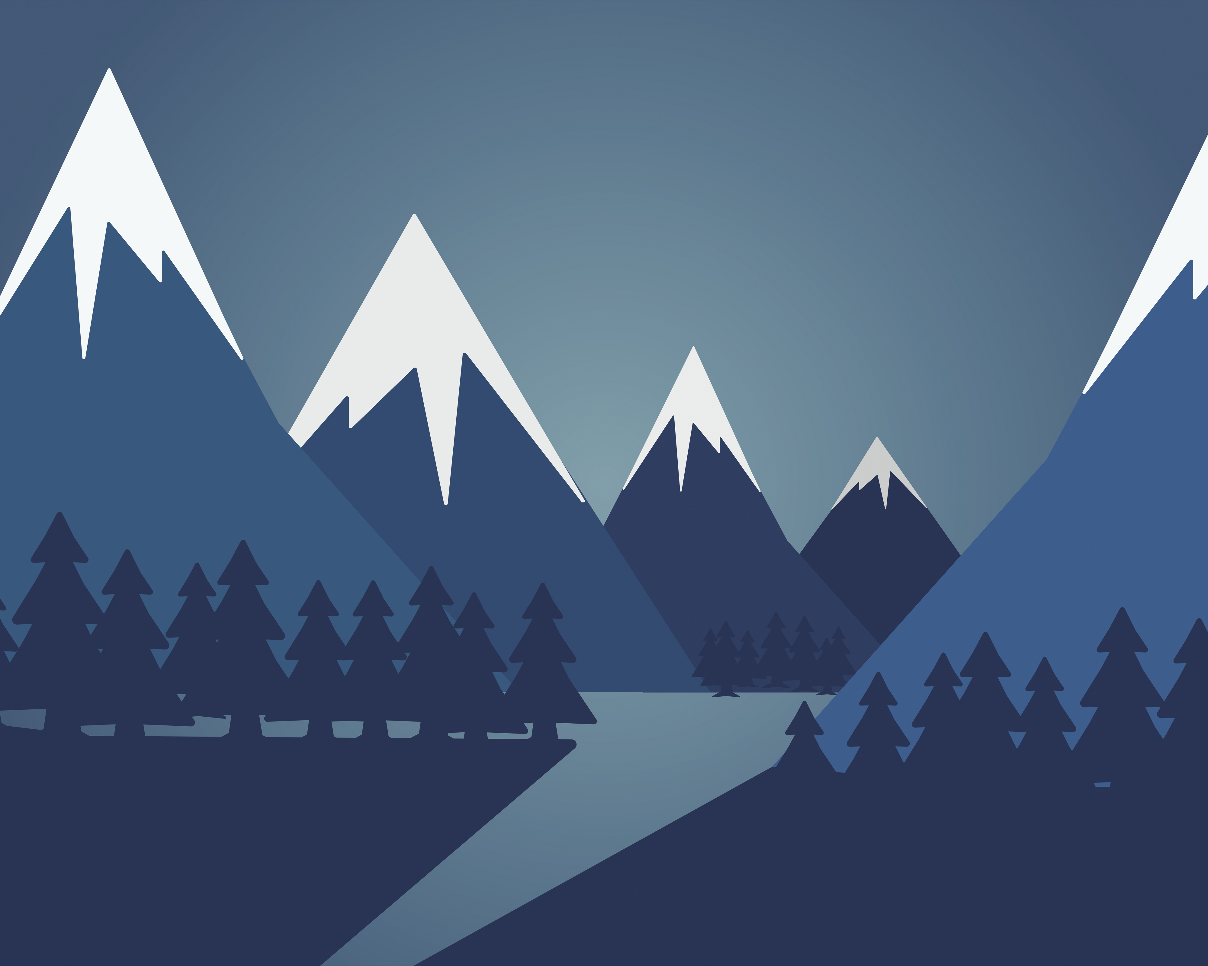 Origin Murals Snowy Mountain Valley Blue Wall Mural - 3 x 2.4m