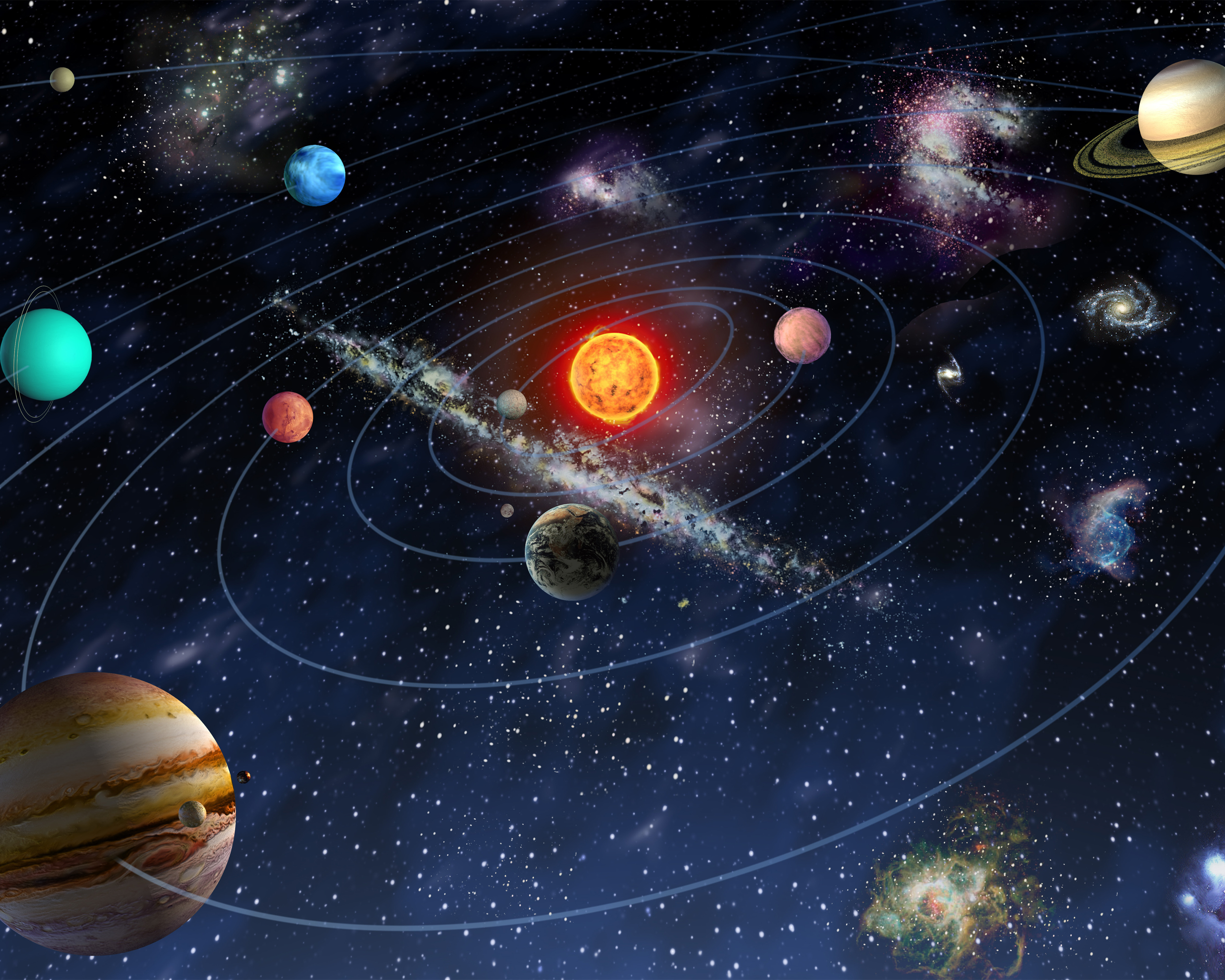 Image of Origin Murals Solar System Blue Wall Mural - 3 x 2.4m