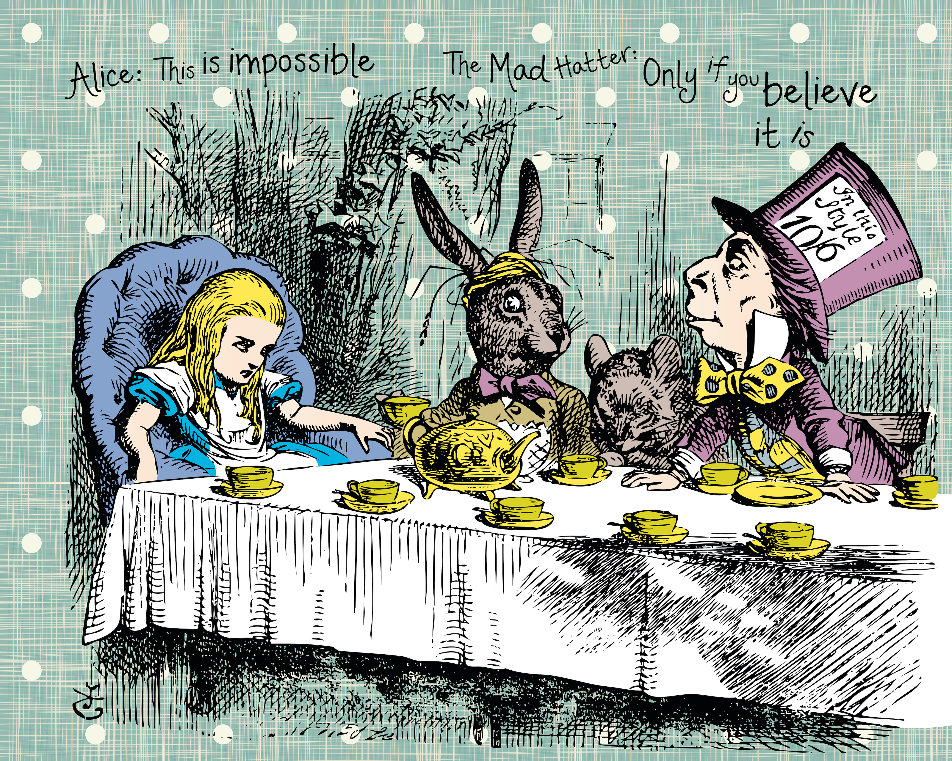 Image of Origin Murals Tea Party Green Wall Mural - 3 x 2.4m