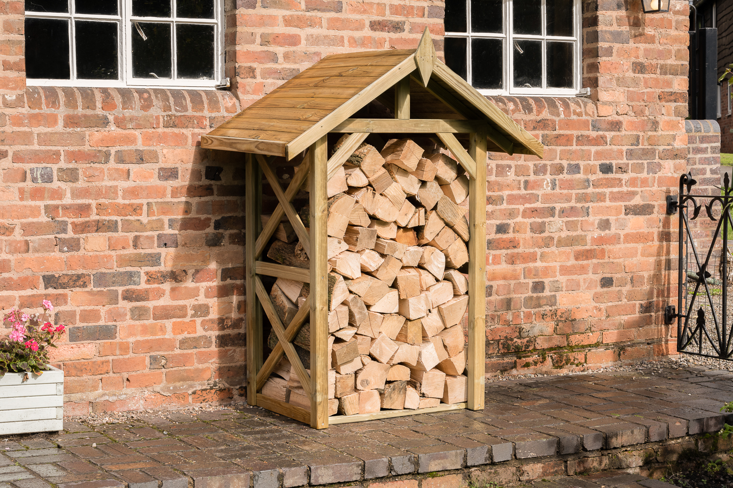 Forest Garden Apex Wall Log Store - 4ft