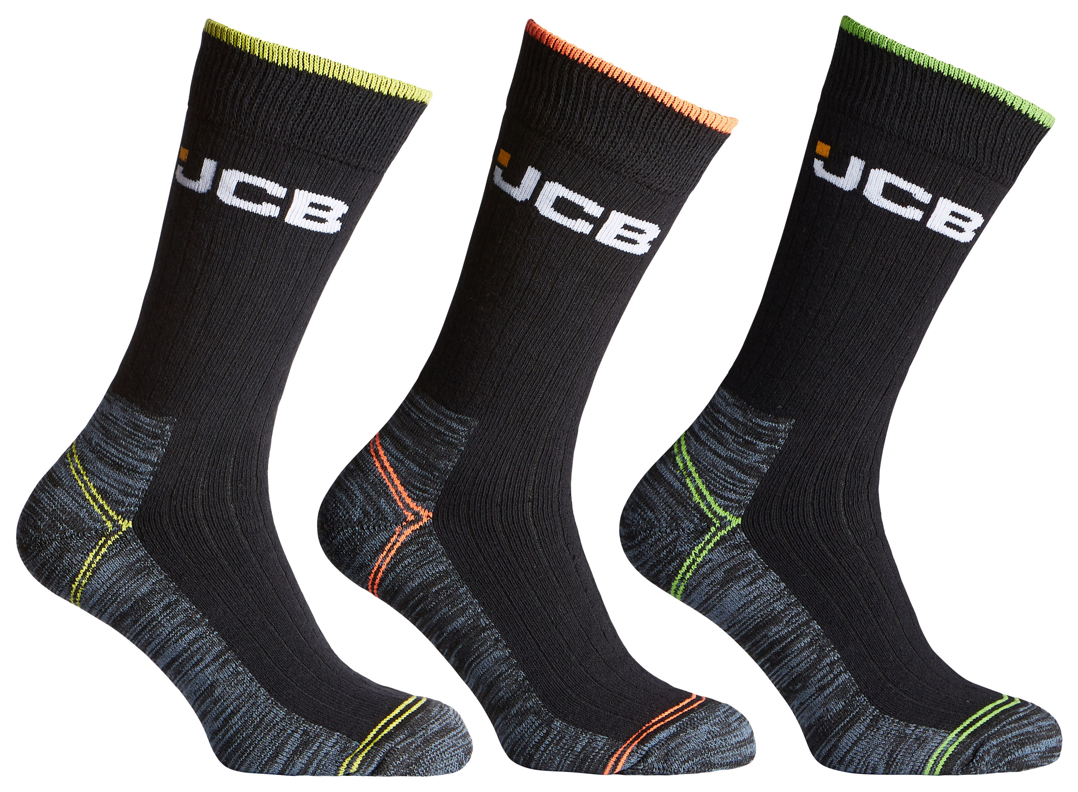 JCB JCBX000093 High-Vis Boot Socks Pack of 3 Size 6 - 11