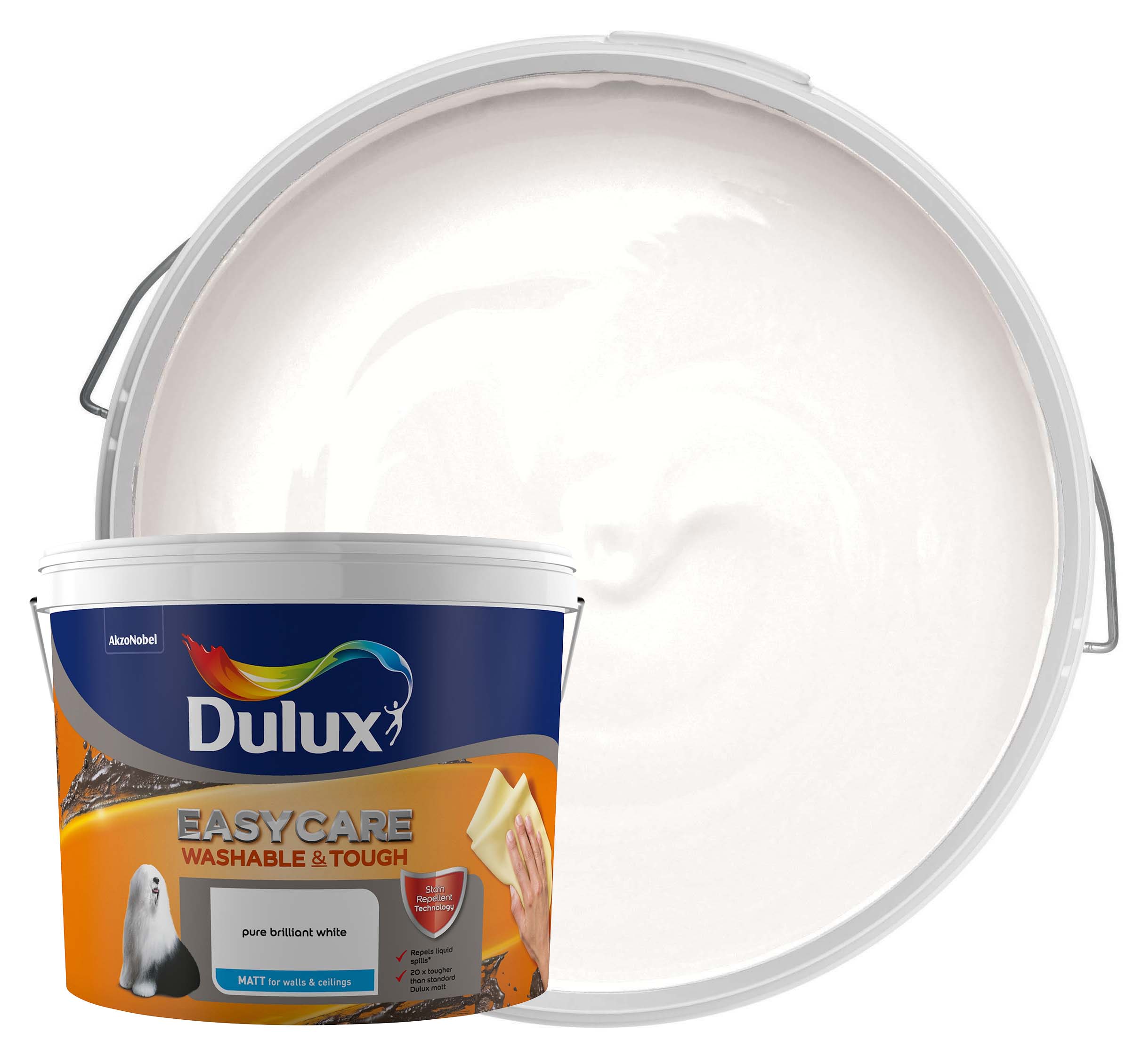 Dulux Easycare Washable & Tough Emulsion Paint - Pure Brilliant White - 10L
