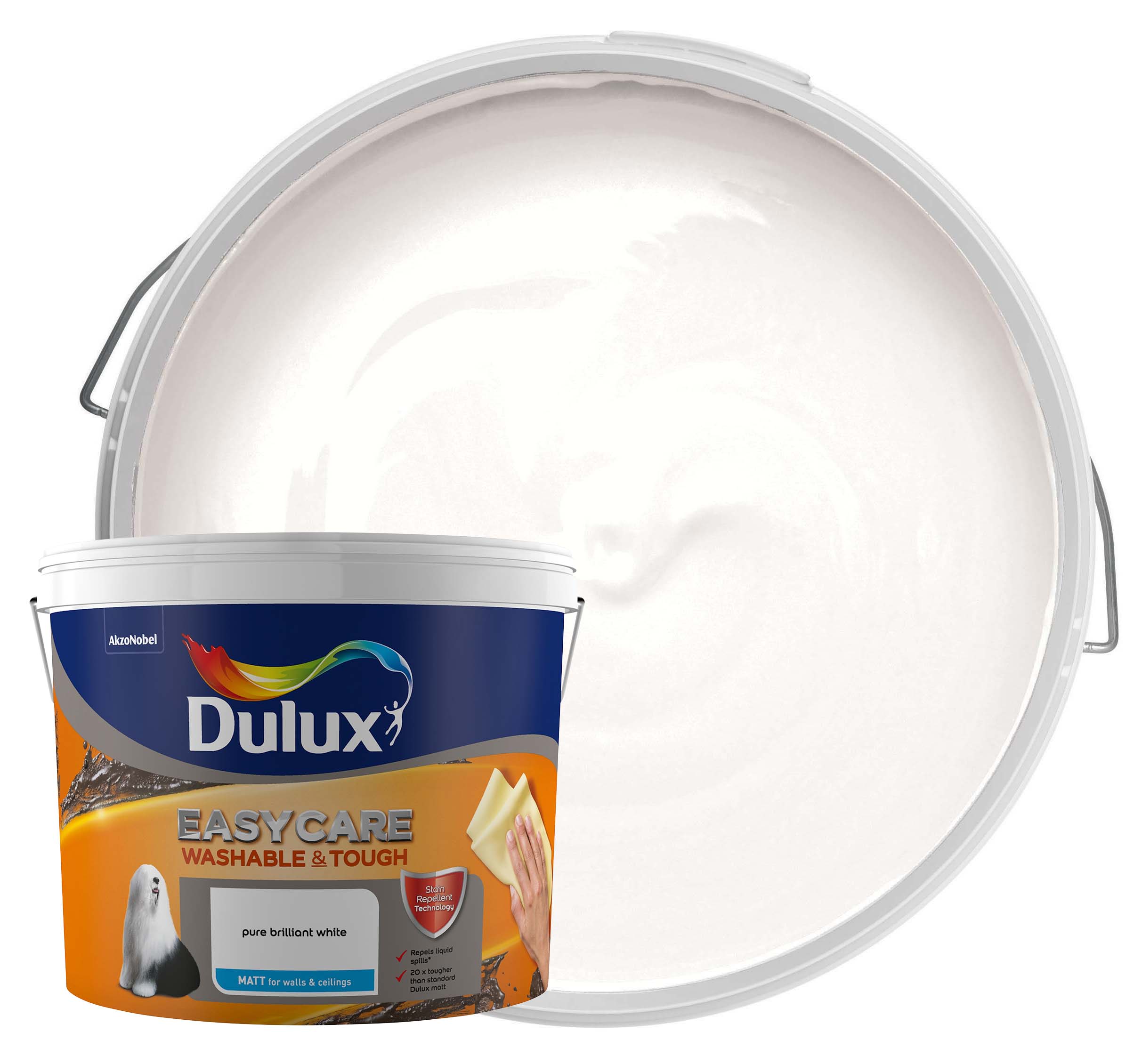 Image of Dulux Easycare Washable & Tough Emulsion Paint - Pure Brilliant White - 10L