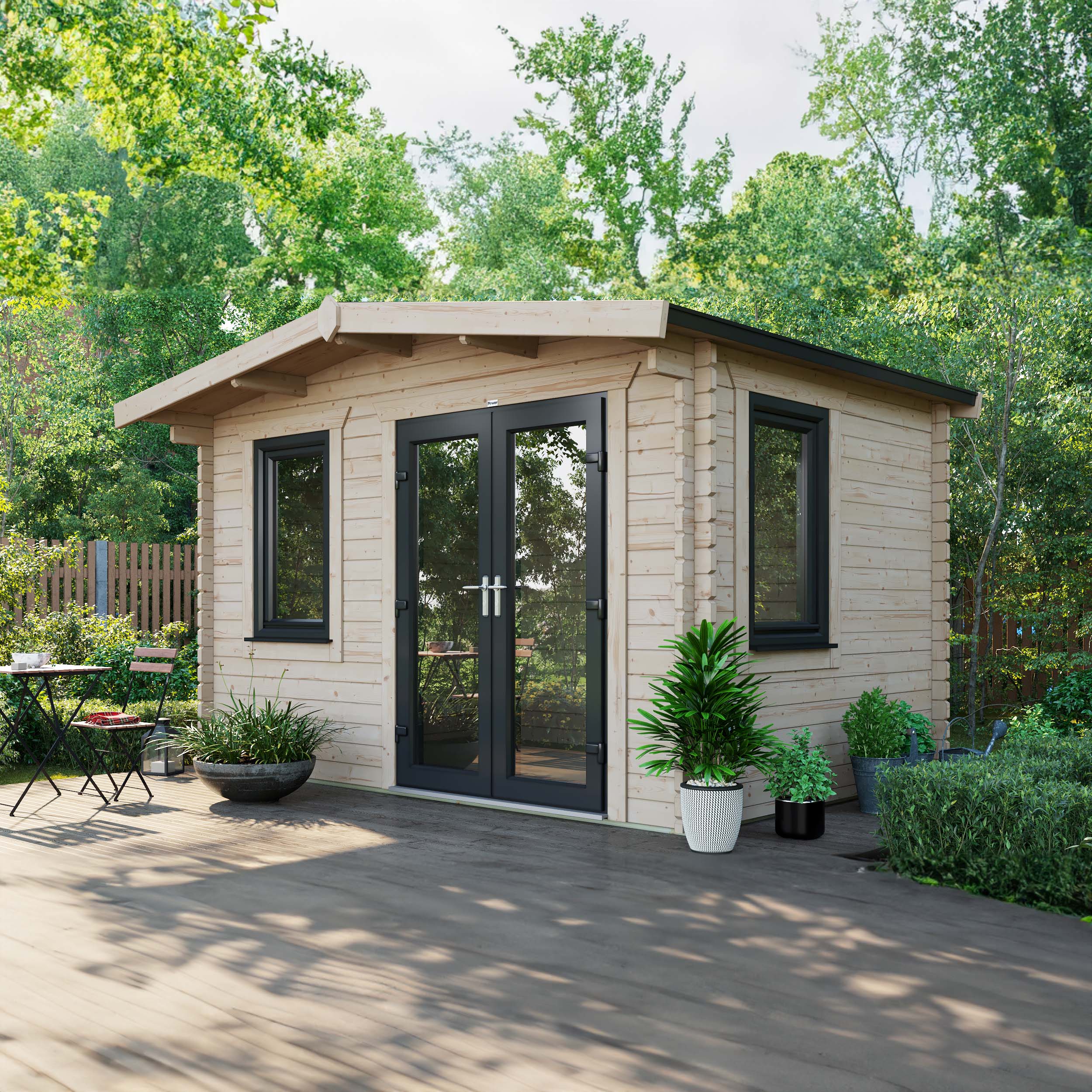 Powersheds Right Hand Door Apex Chalet Log Cabin - 8 x 12ft
