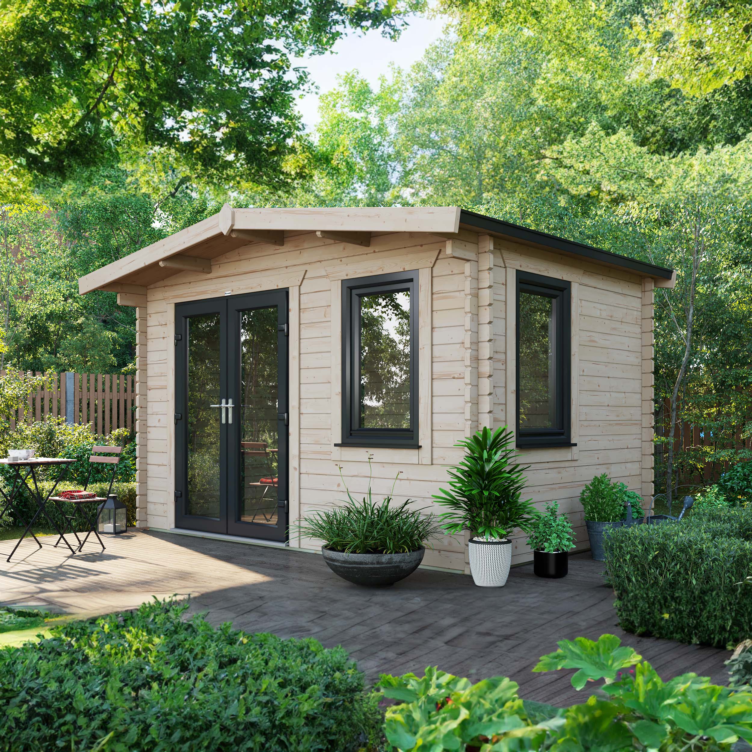 Powersheds Left Hand Door Apex Chalet Log Cabin - 8 x 12ft