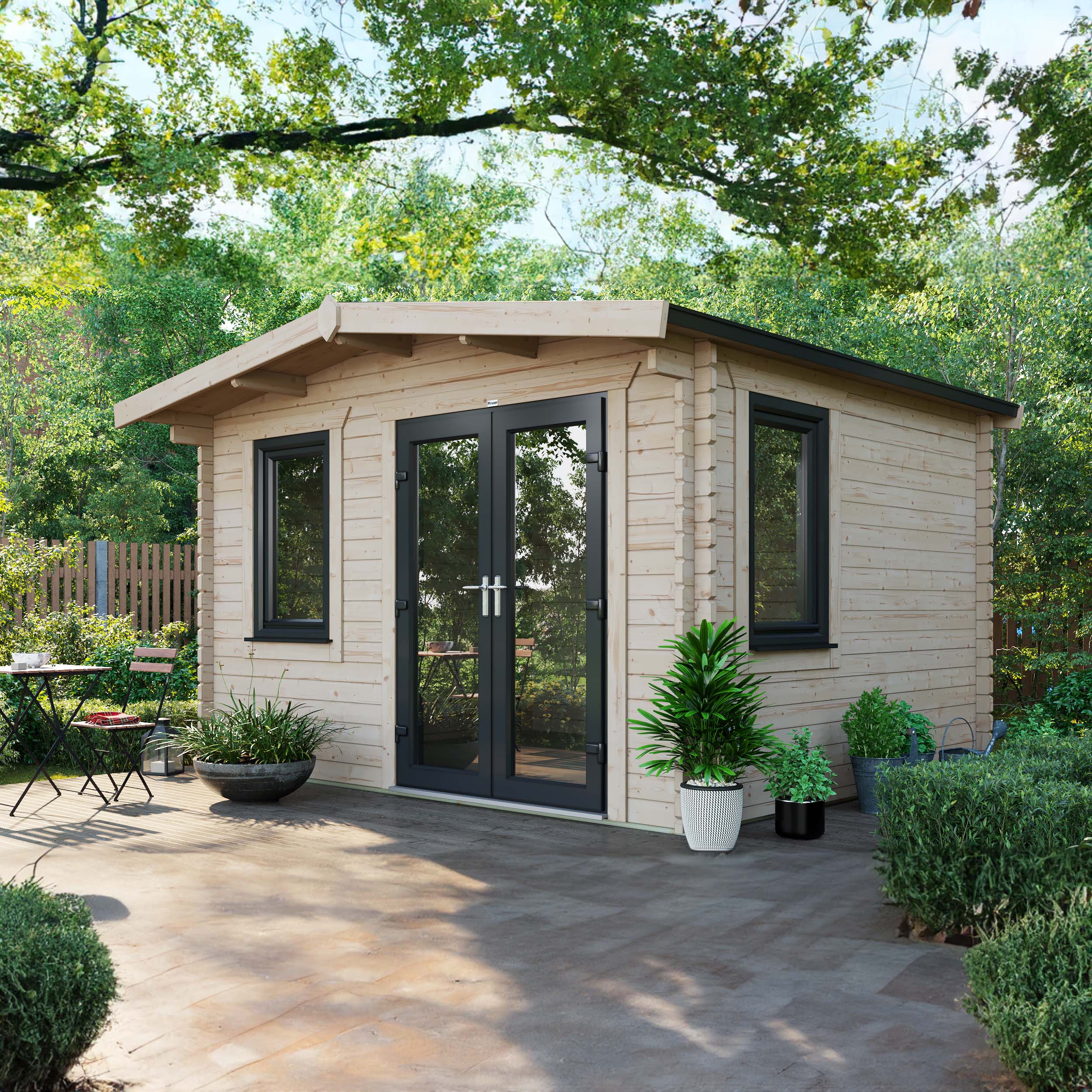 Powersheds Right Hand Door Apex Chalet Log Cabin - 10 x 12ft