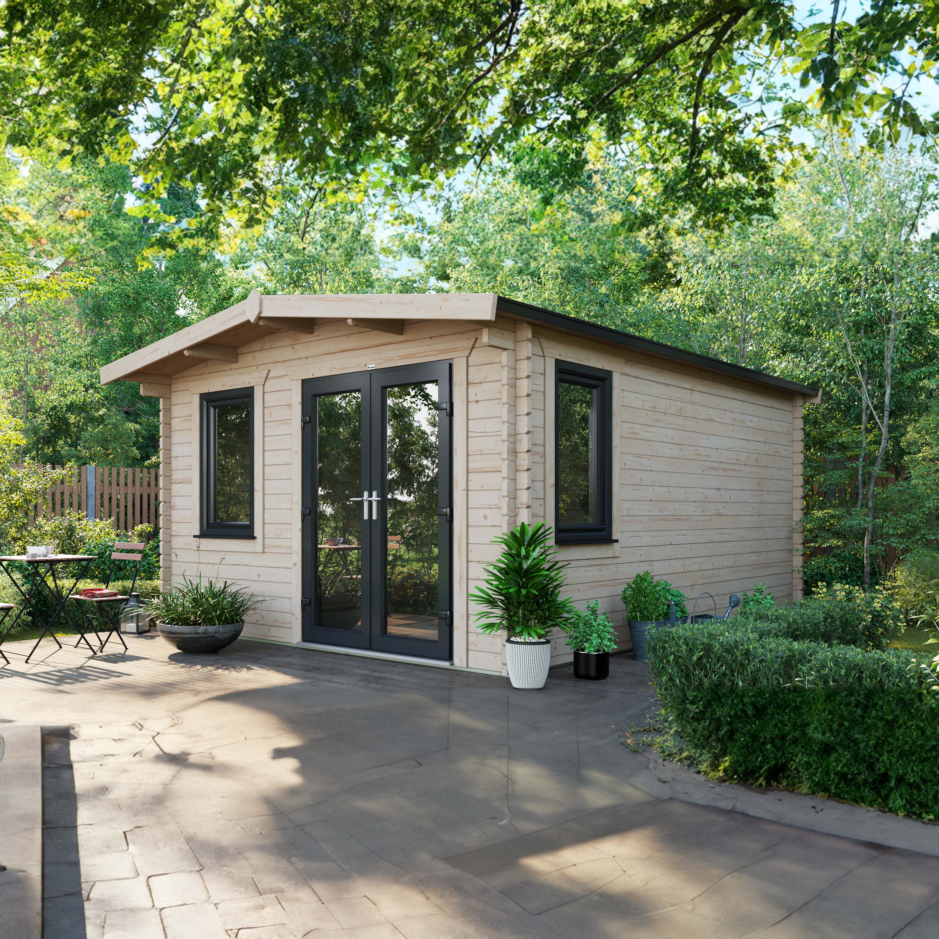 Powersheds Right Hand Door Apex Chalet Log Cabin - 16 x 12ft