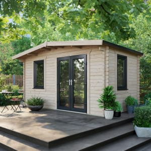 Power Sheds 8 x 14ft Right Hand Door Apex Chalet Log Cabin