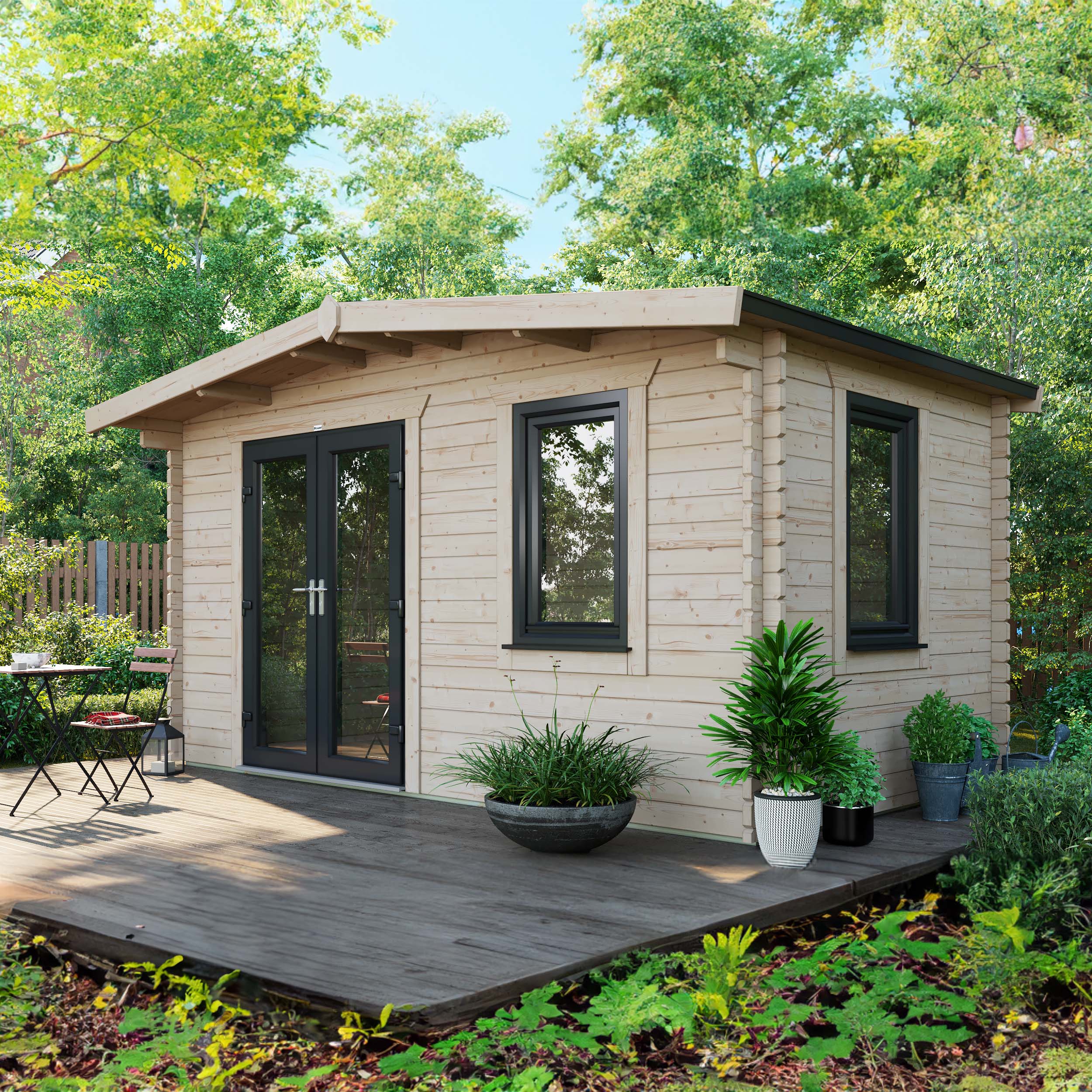 Powersheds Left Hand Door Apex Chalet Log Cabin - 8 x 14ft