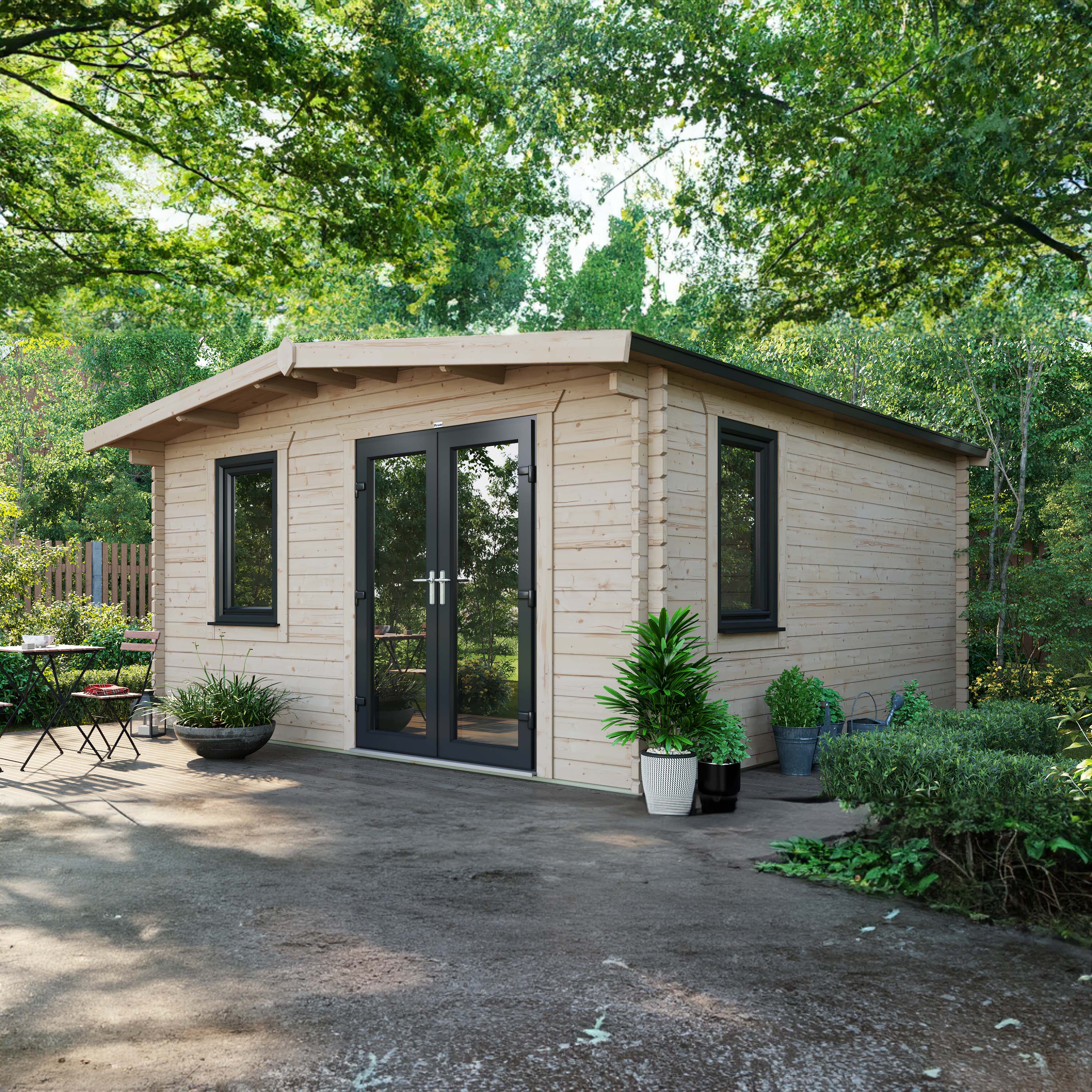 Powersheds Right Hand Door Apex Chalet Log Cabin - 16 x 14ft
