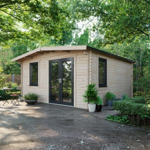Power Sheds 16 x 14ft Right Hand Door Apex Chalet Log Cabin