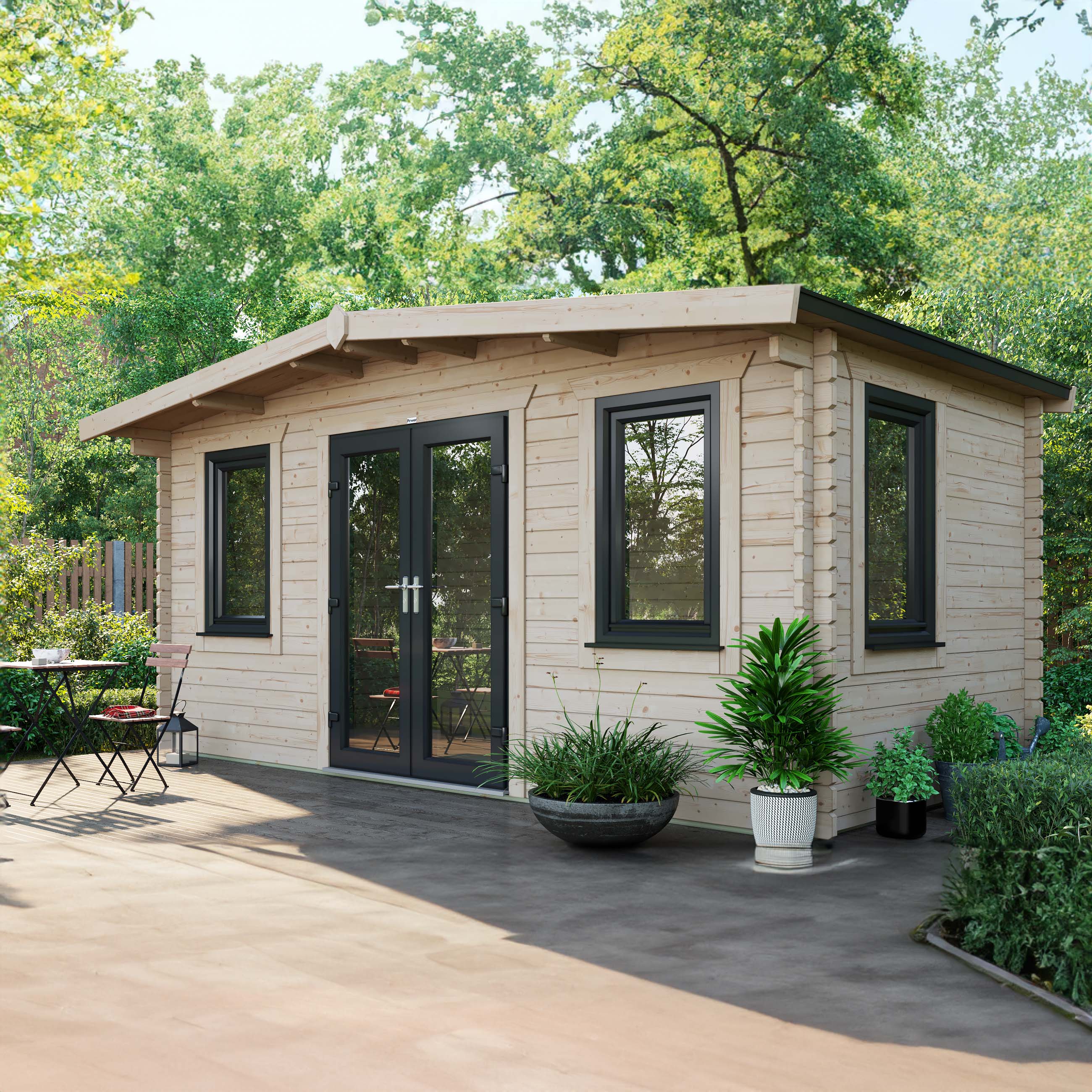 Power Sheds Central Doors Apex Chalet Log Cabin - 8 x 16ft