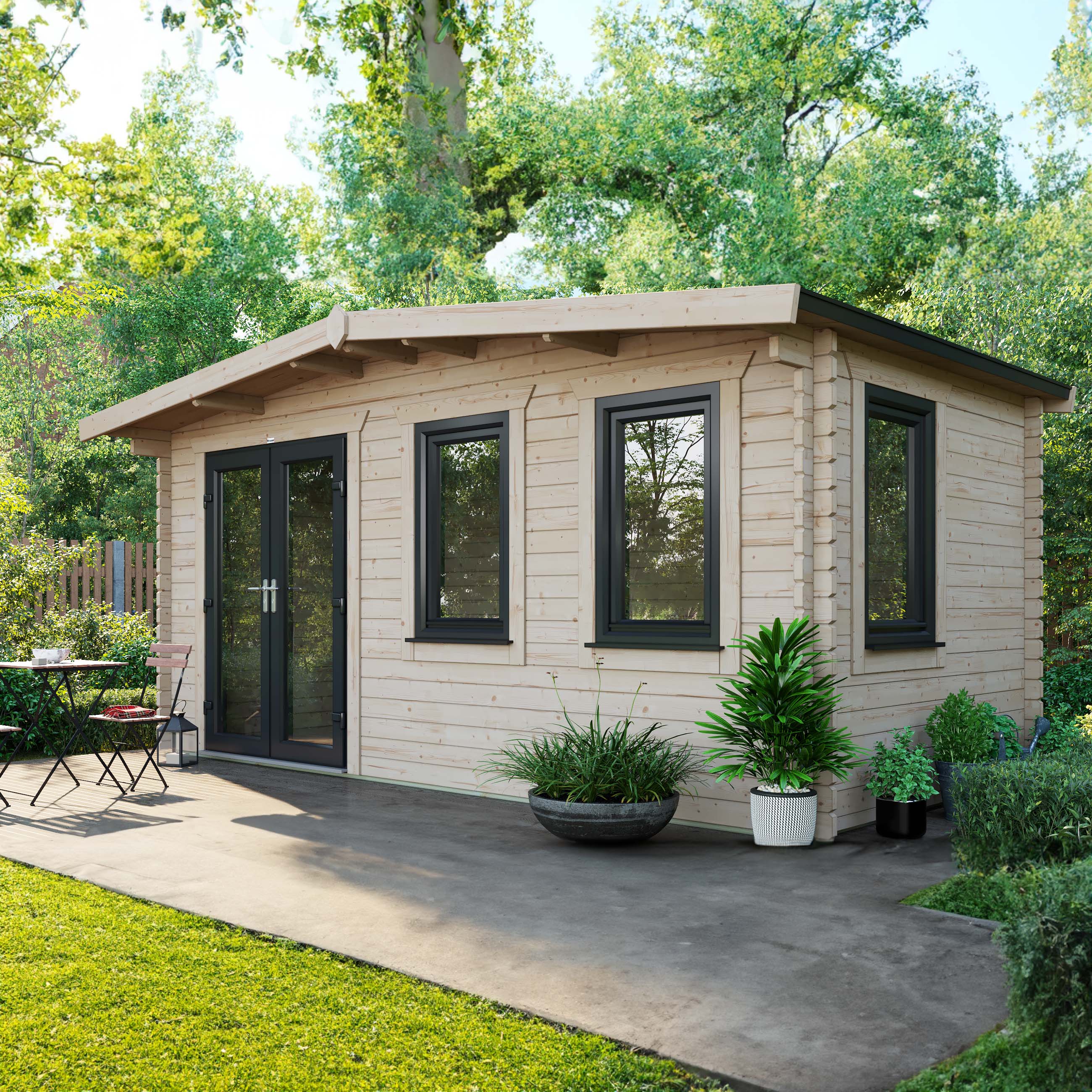 Power Sheds 8 x 16ft Left Hand Door Apex Chalet Log Cabin