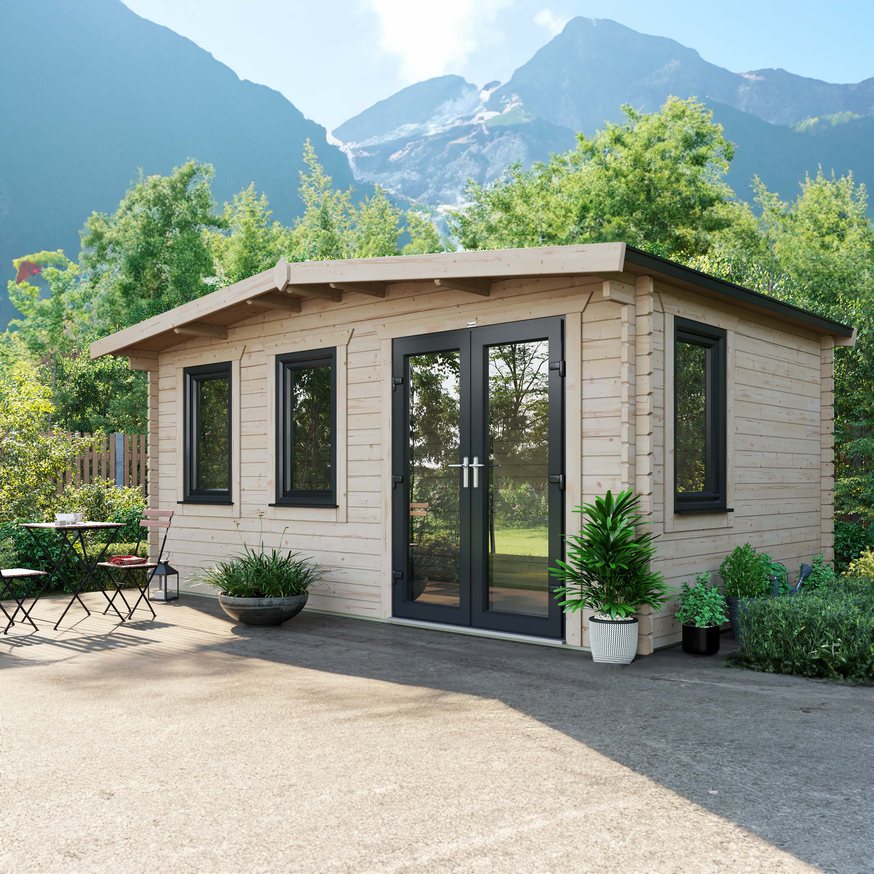 Powersheds Right Hand Door Apex Chalet Log Cabin - 10 x 16ft