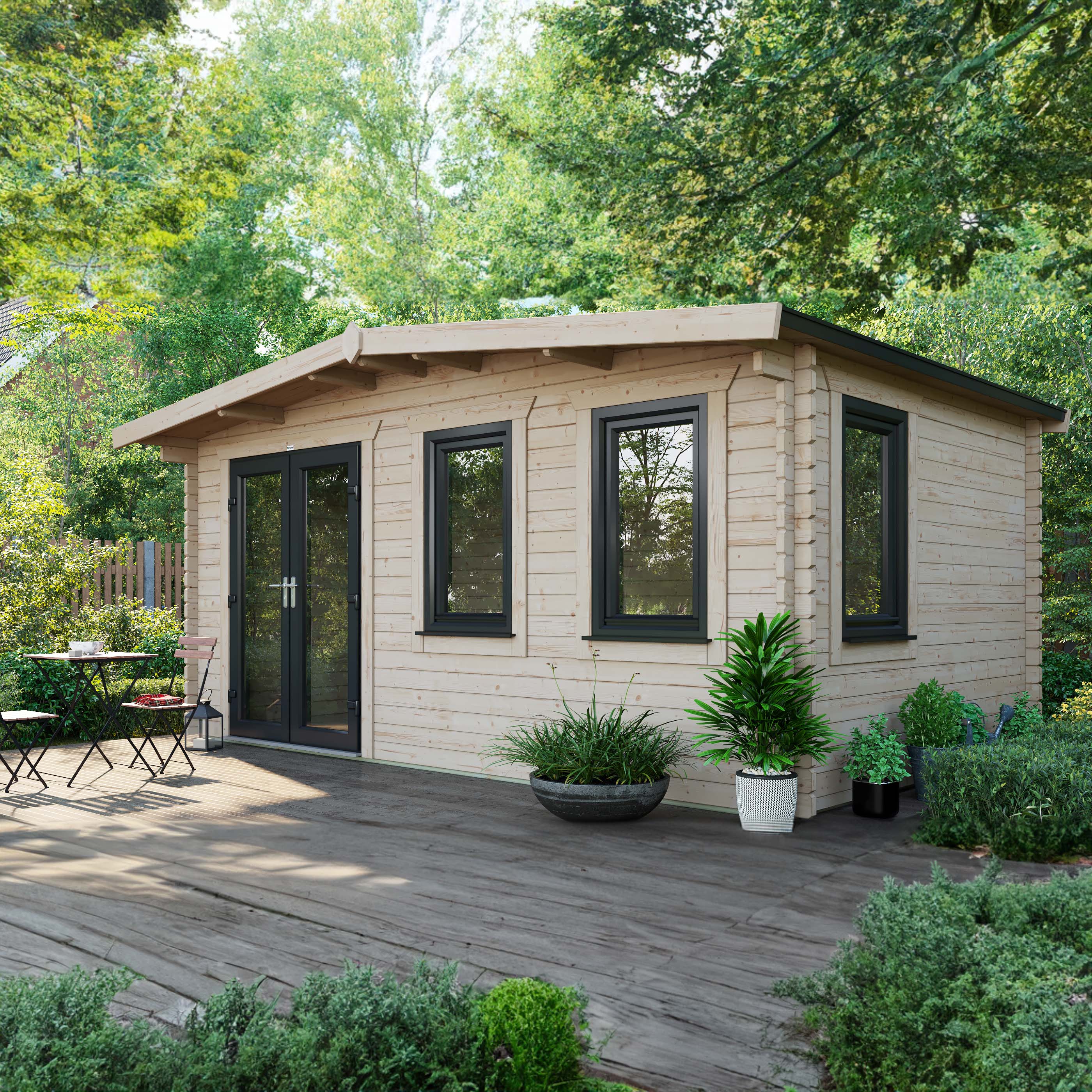 Power Sheds 10 x 16ft Left Hand Door Apex Chalet Log Cabin