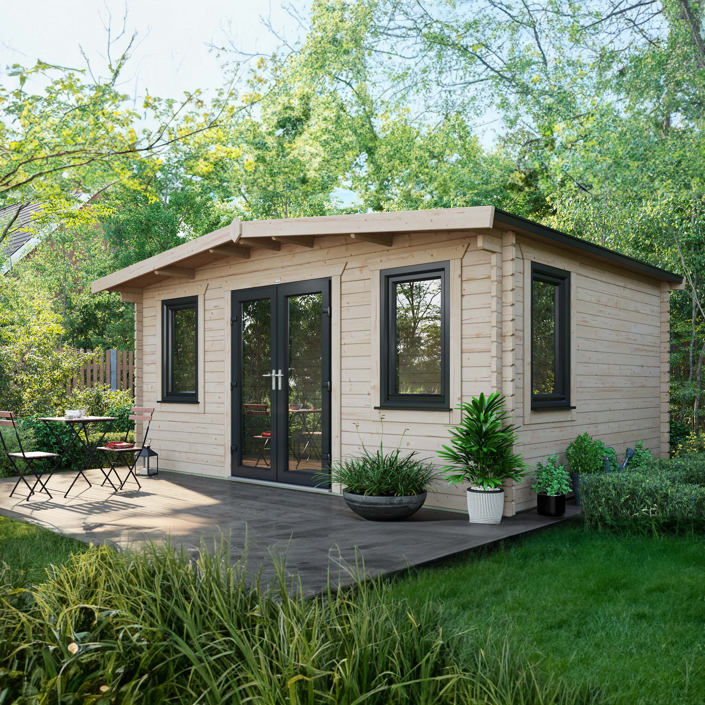 Powersheds Central Doors Apex Chalet Log Cabin - 12 x 16ft