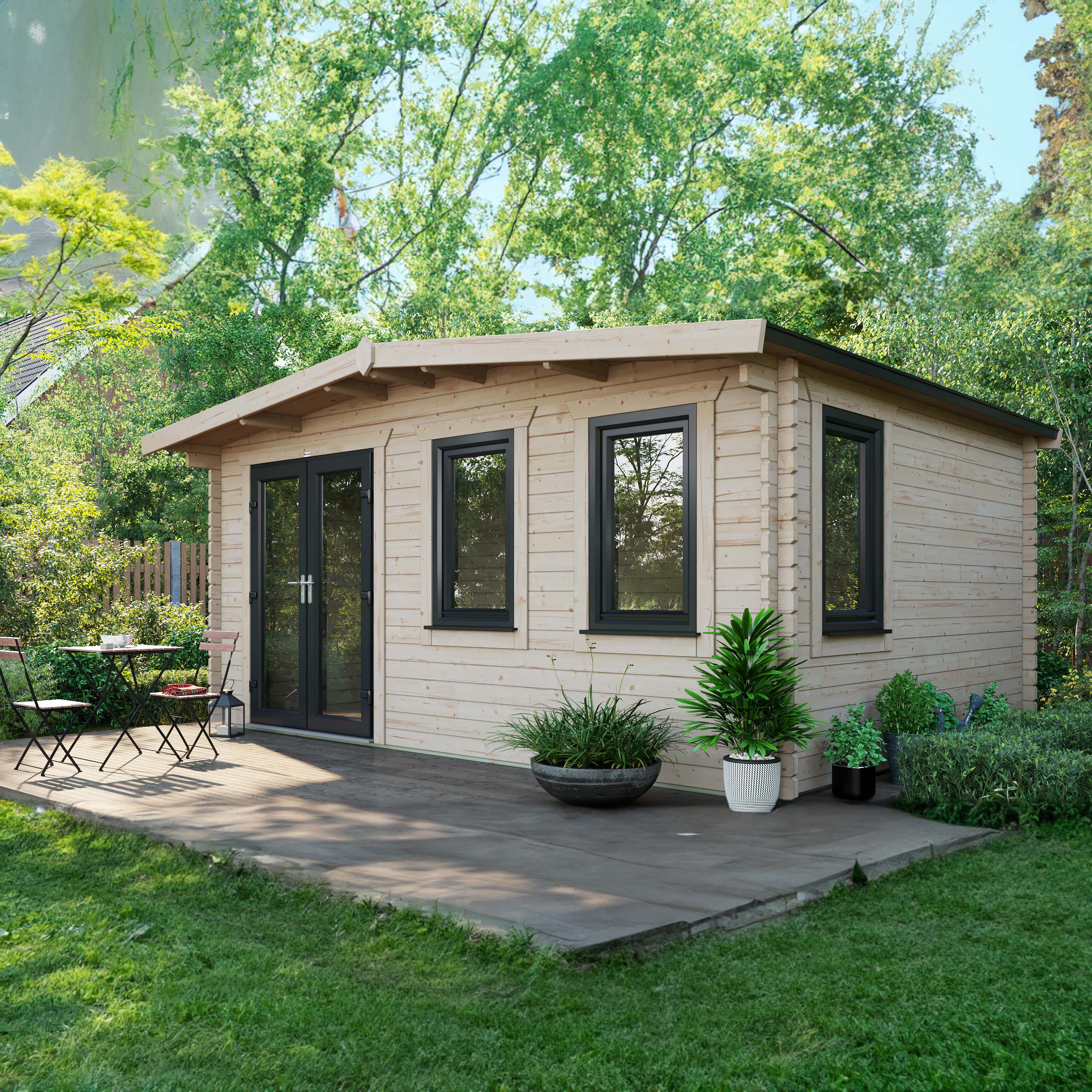 Powersheds Left Hand Door Apex Chalet Log Cabin - 12 x 16ft