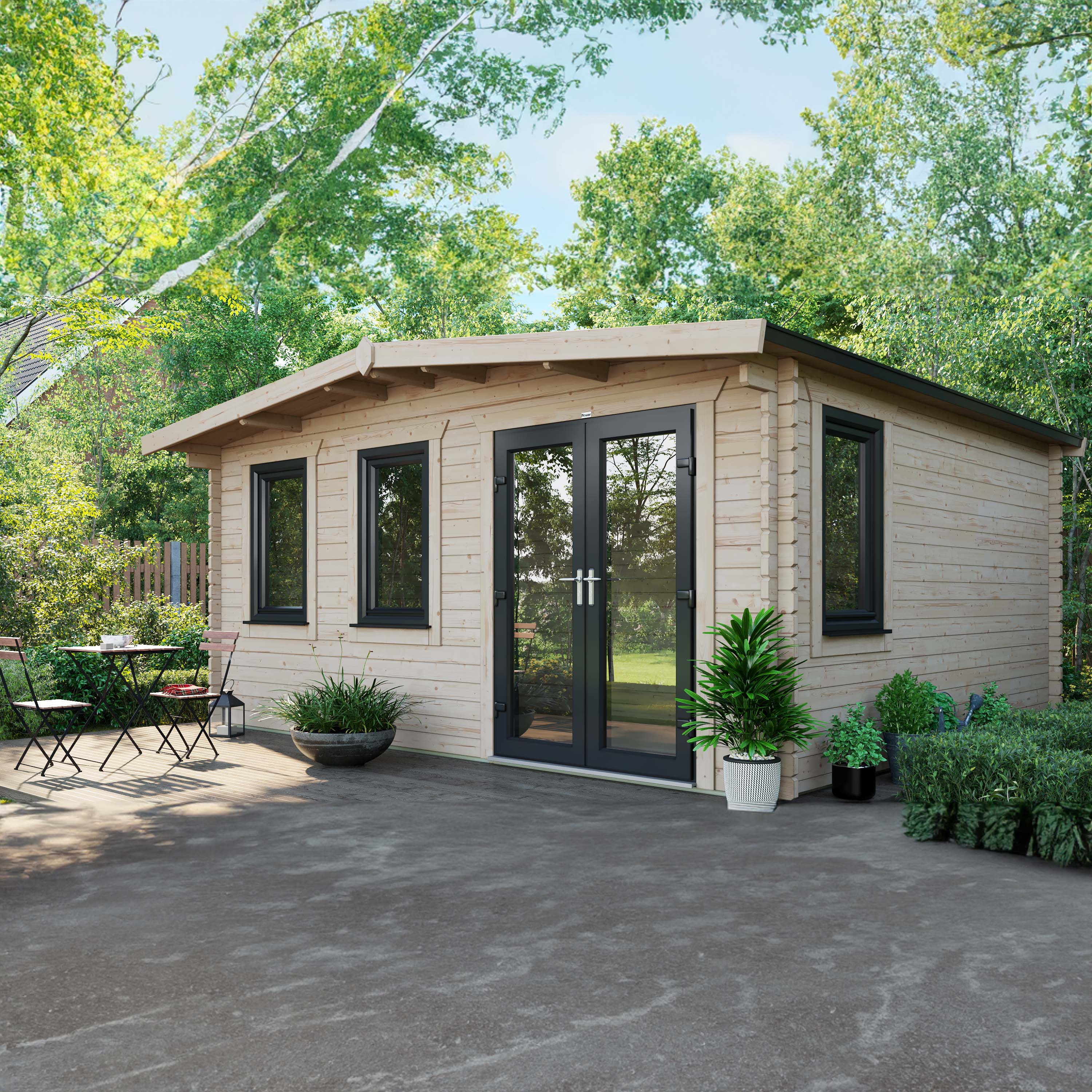 Powersheds Right Hand Door Apex Chalet Log Cabin - 14 x 16ft