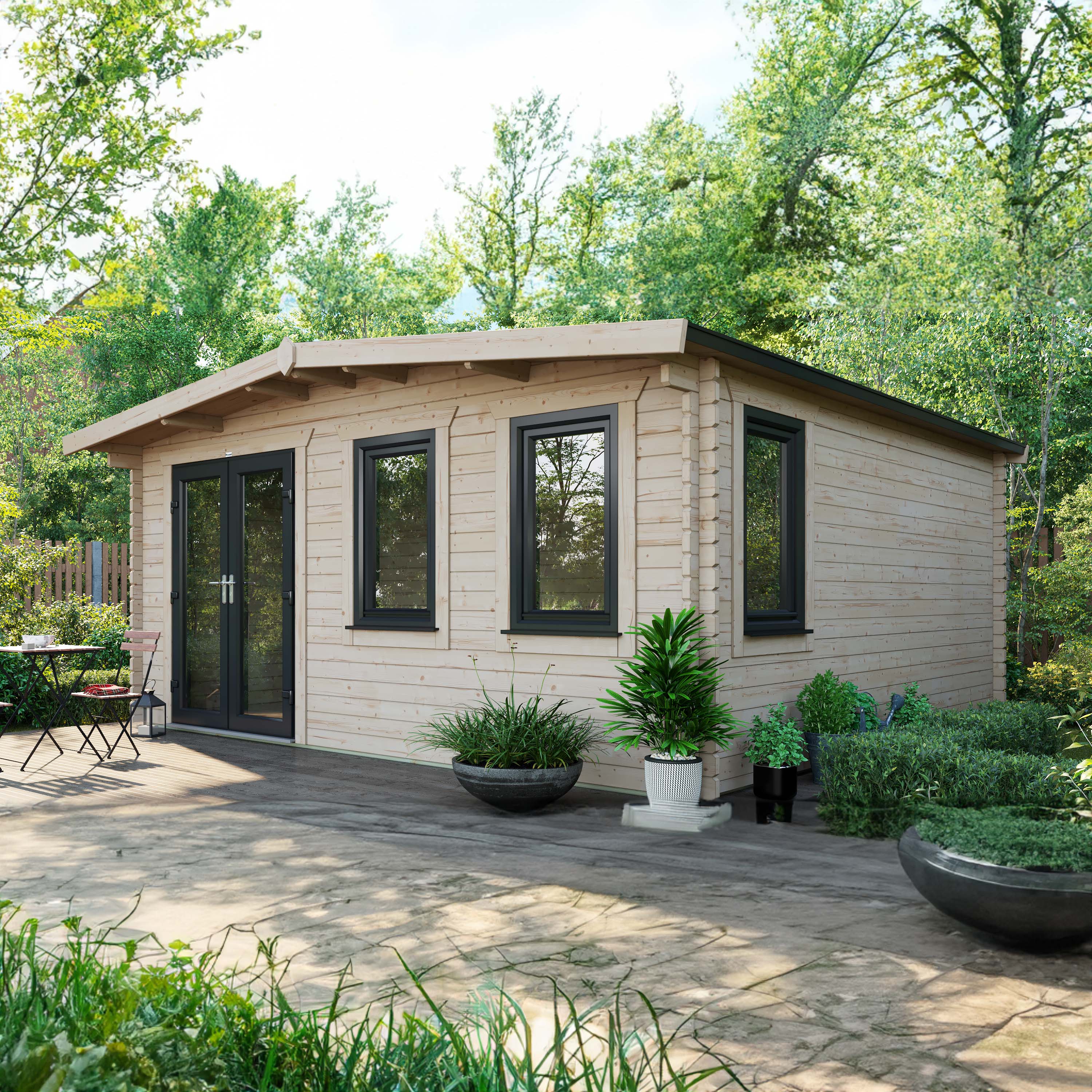 Powersheds Left Hand Door Apex Chalet Log Cabin - 16 x 16ft