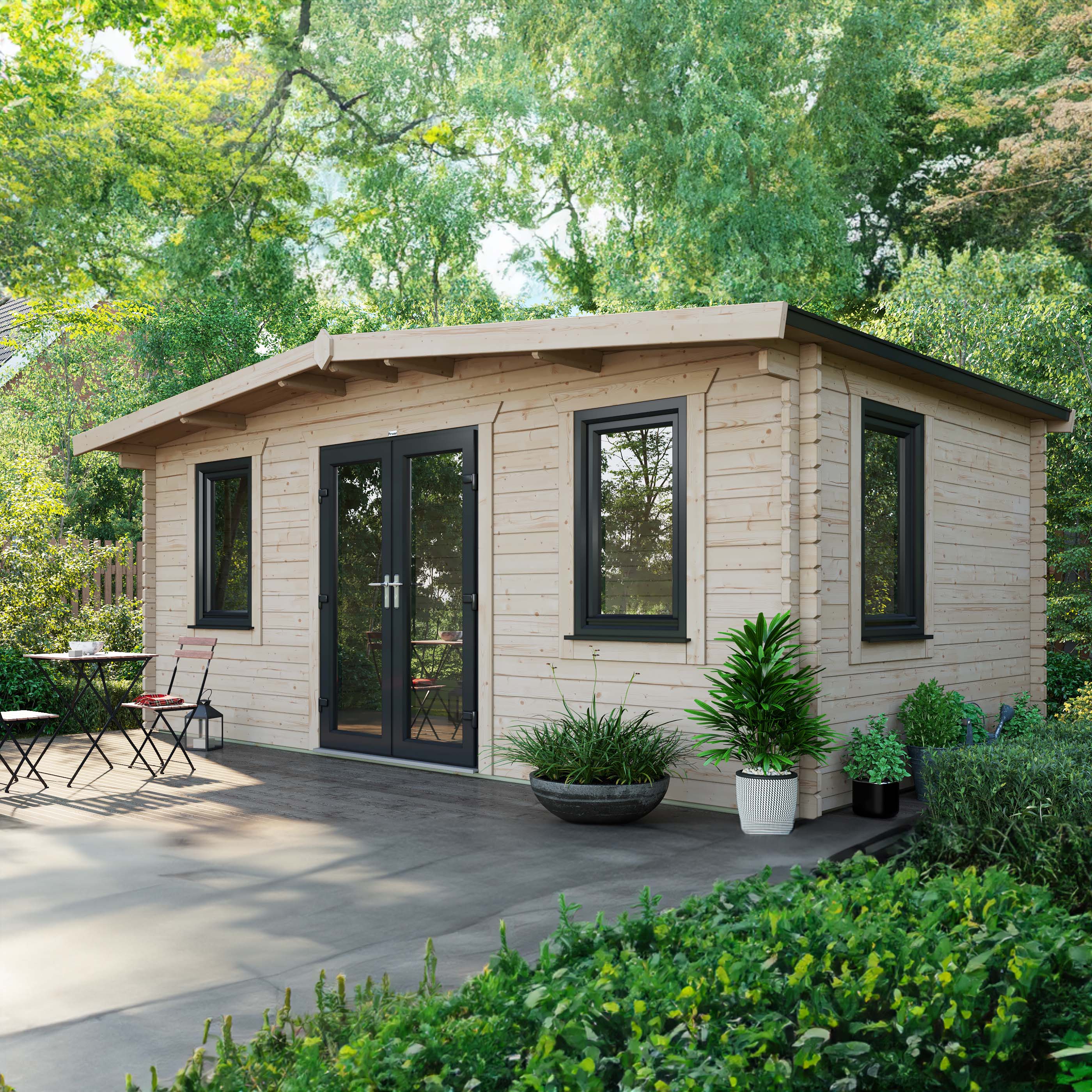 Image of Power Sheds 10 x 18ft Central Doors Apex Chalet Log Cabin