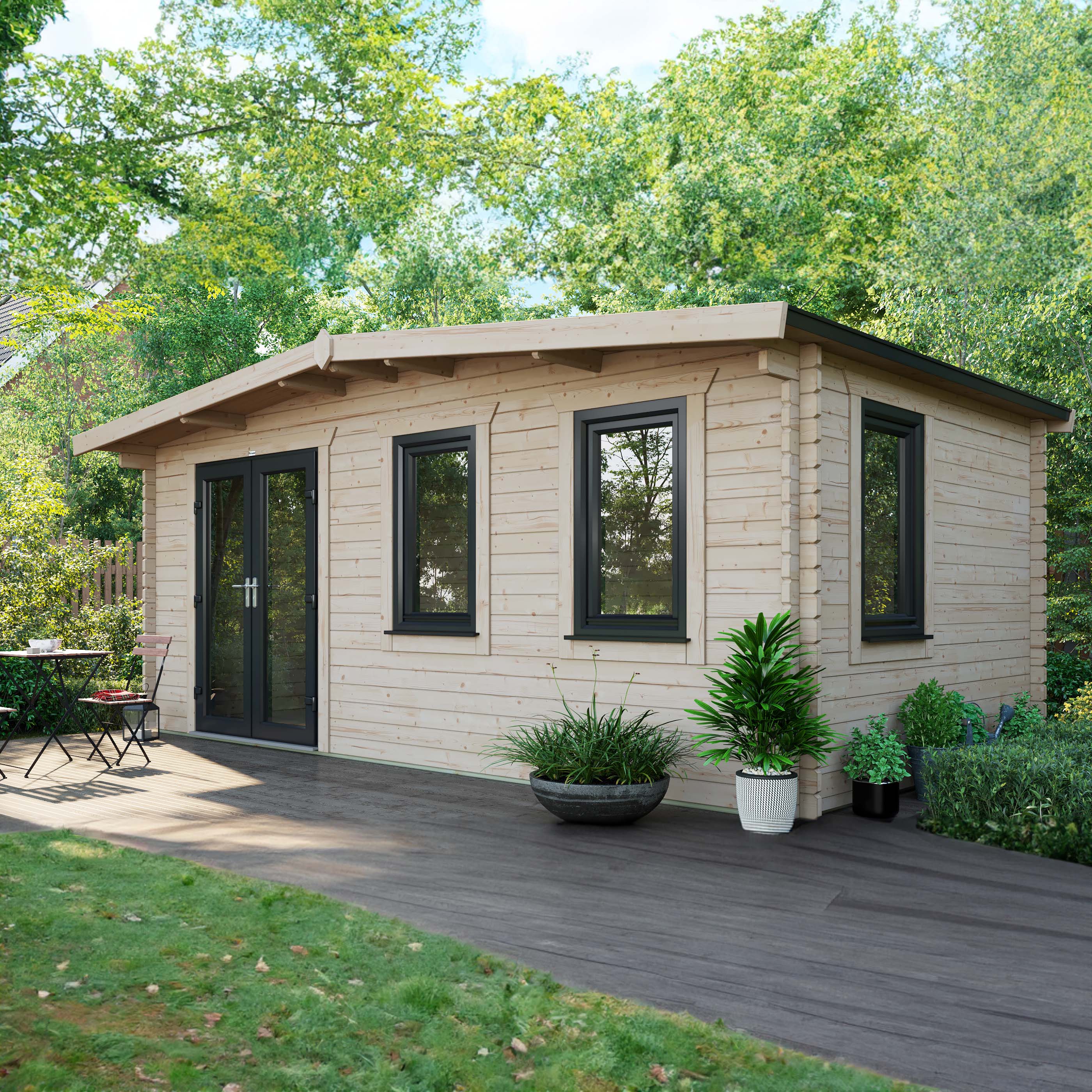 Powersheds Left Hand Door Apex Chalet Log Cabin - 10 x 18ft