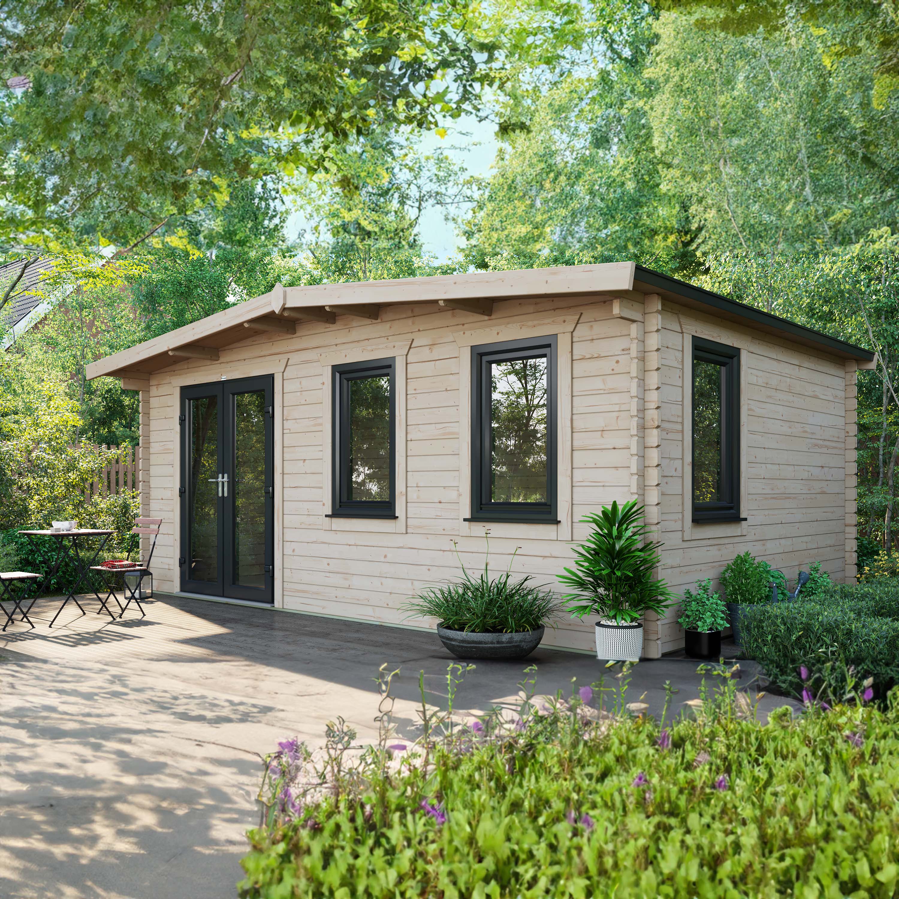 Power Sheds Left Hand Door Apex Chalet Log Cabin - 12 x 18ft