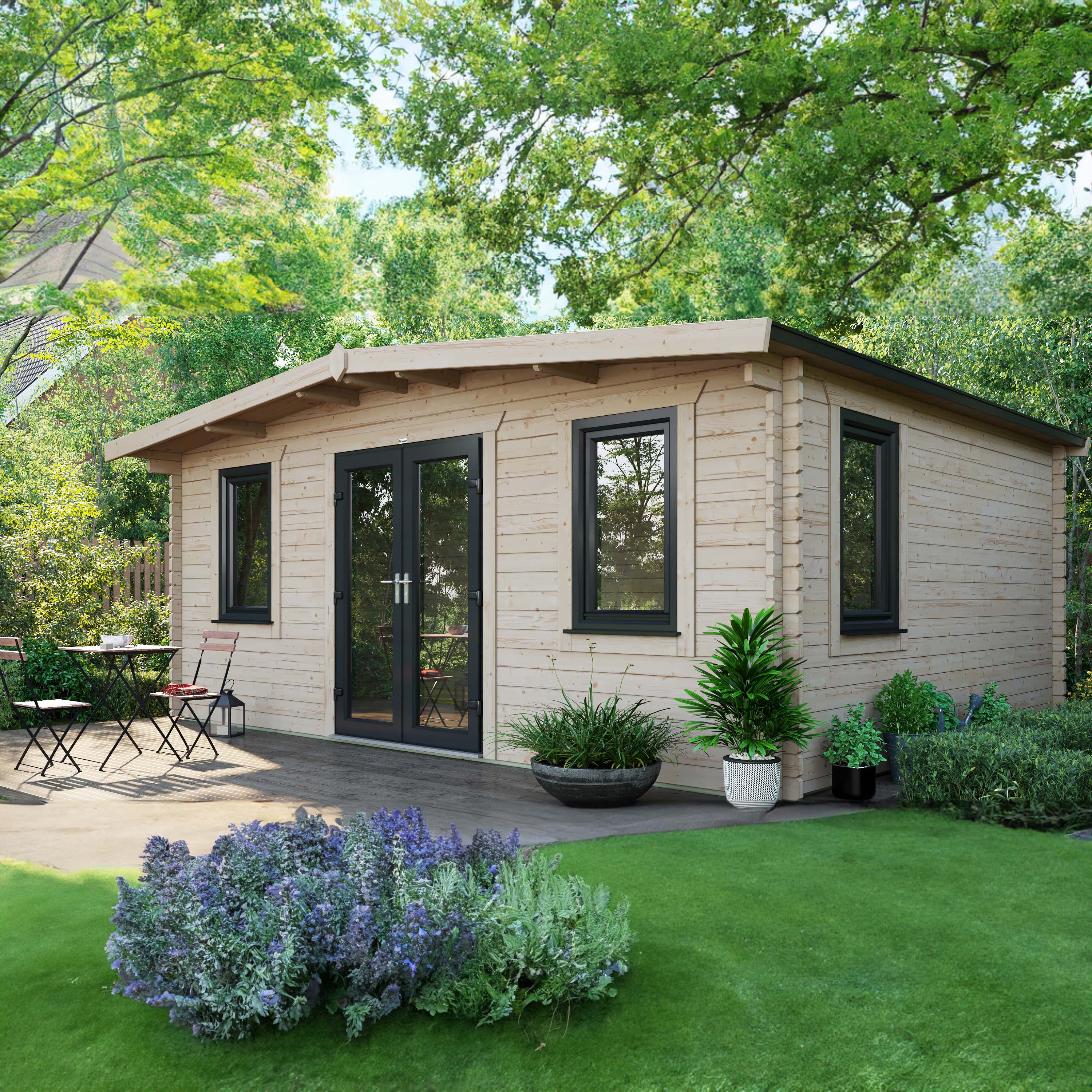 Powersheds Central Doors Apex Chalet Log Cabin - 14 x 18ft