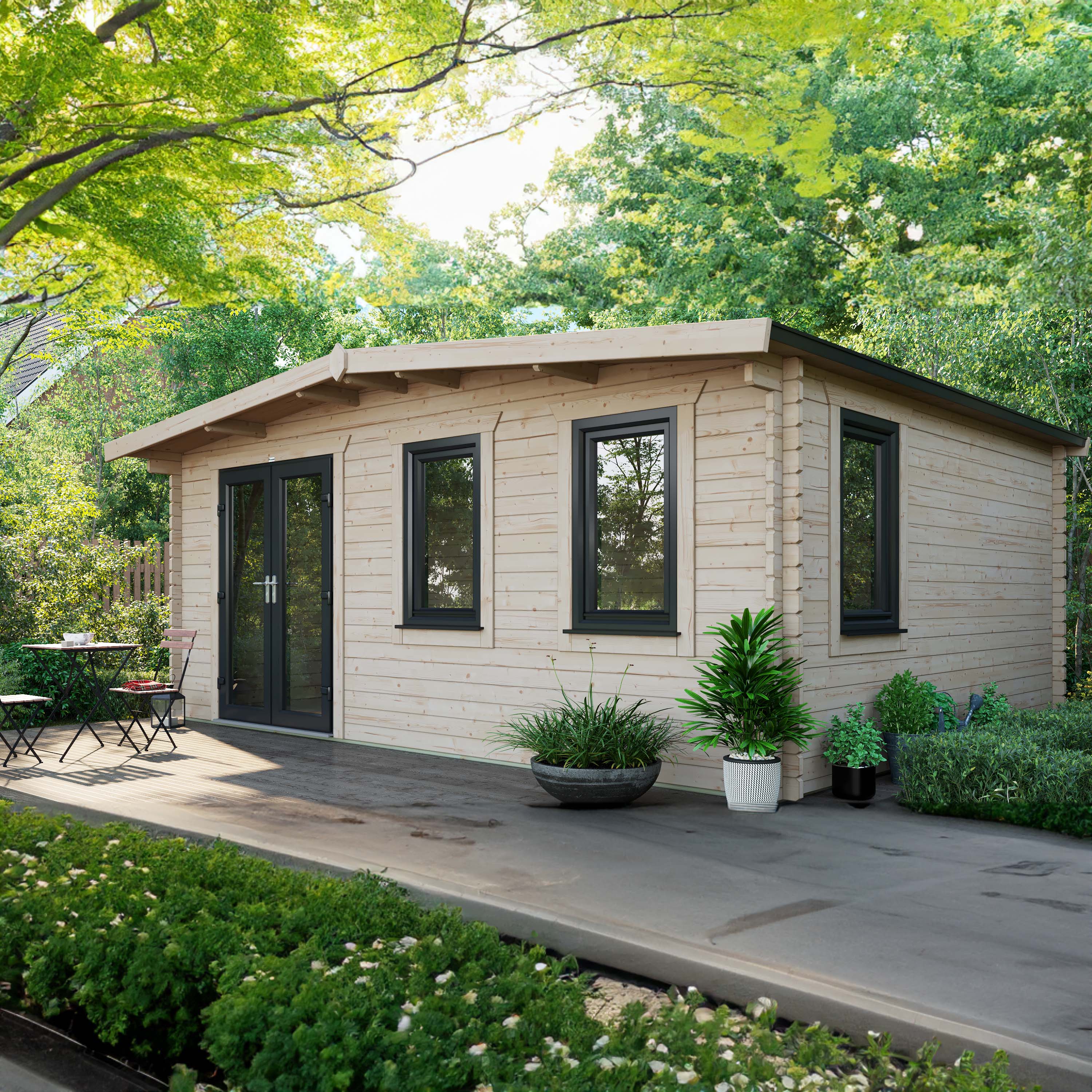 Powersheds Left Hand Door Apex Chalet Log Cabin - 14 x 18ft