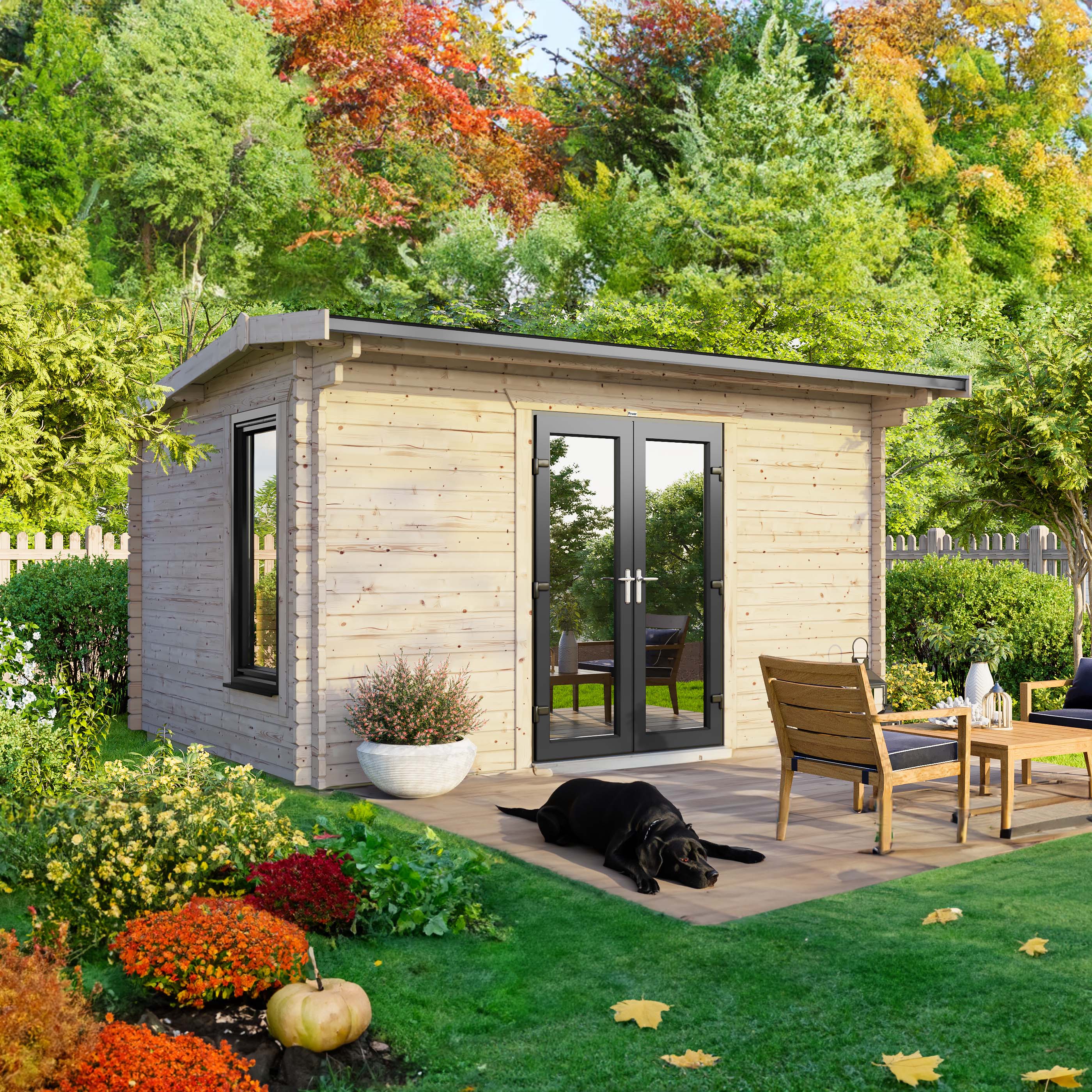 Power Sheds Central Doors Apex Log Cabin -