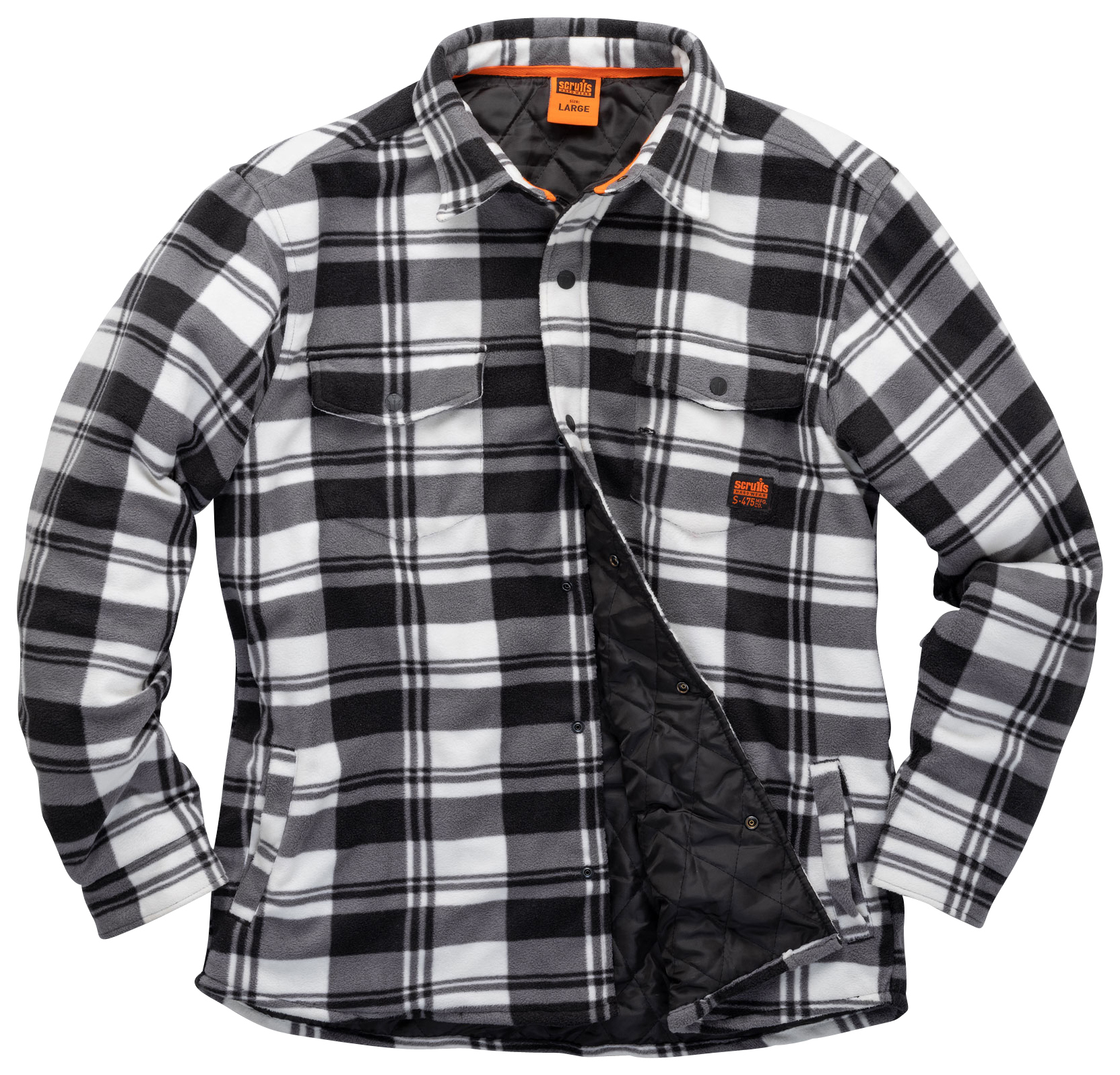 Image of Scruffs Worker Padded Checked Shirt, in Black and White Quick-Drying, Size: L
