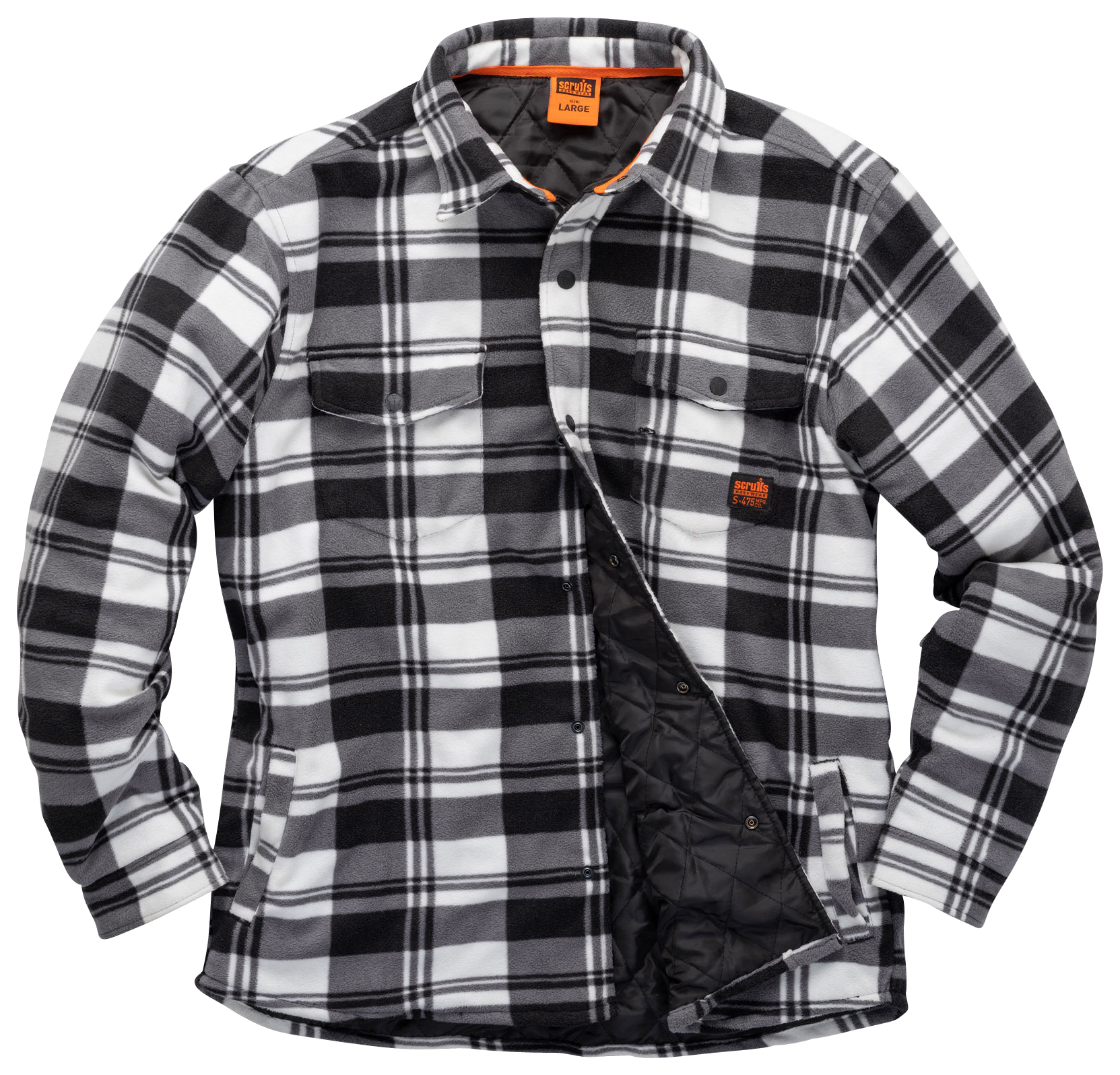 Scruffs Worker Padded Checked Black & White Shirt